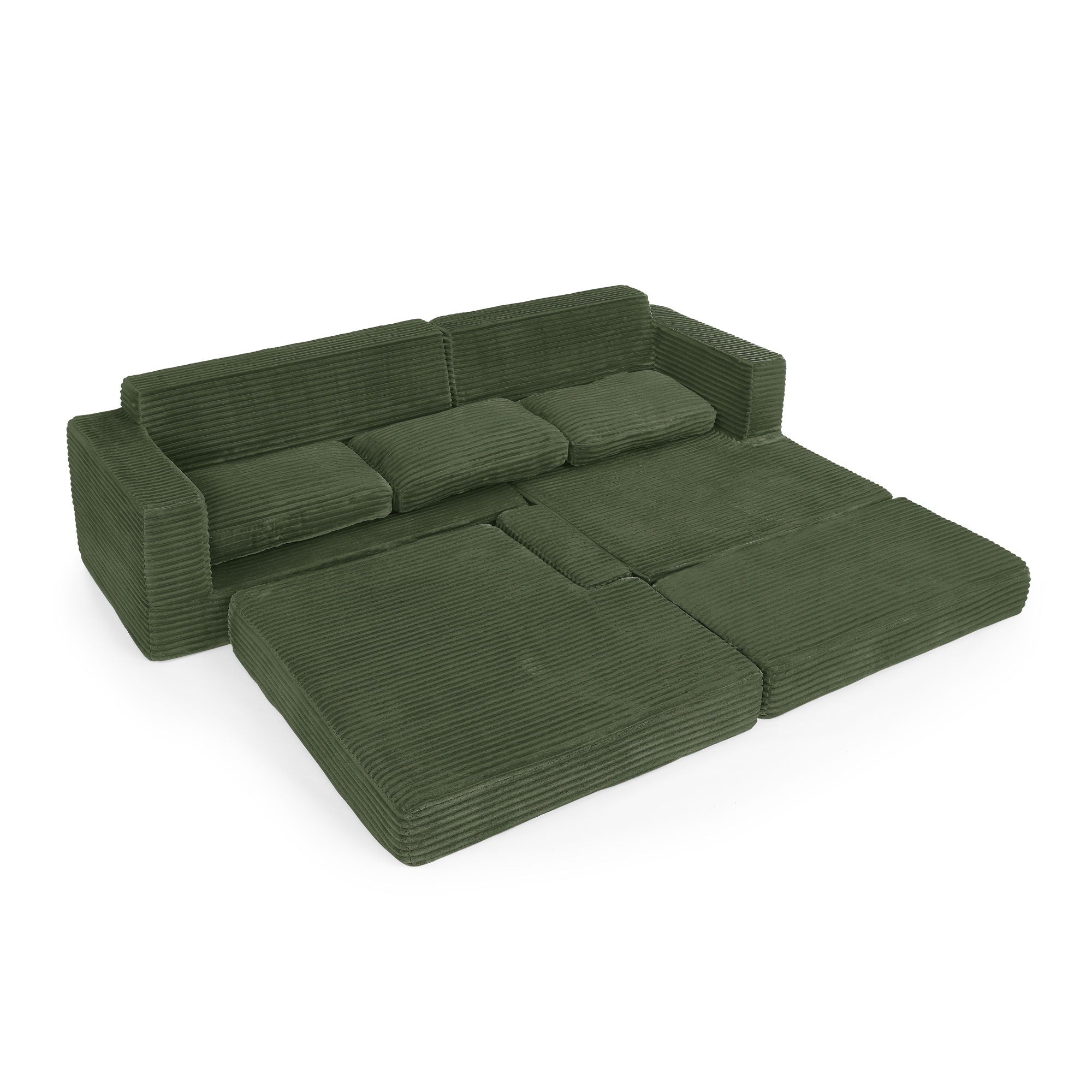 Modern Minimalist L Shape Modular Sectional Sofa, Corduroy Couch