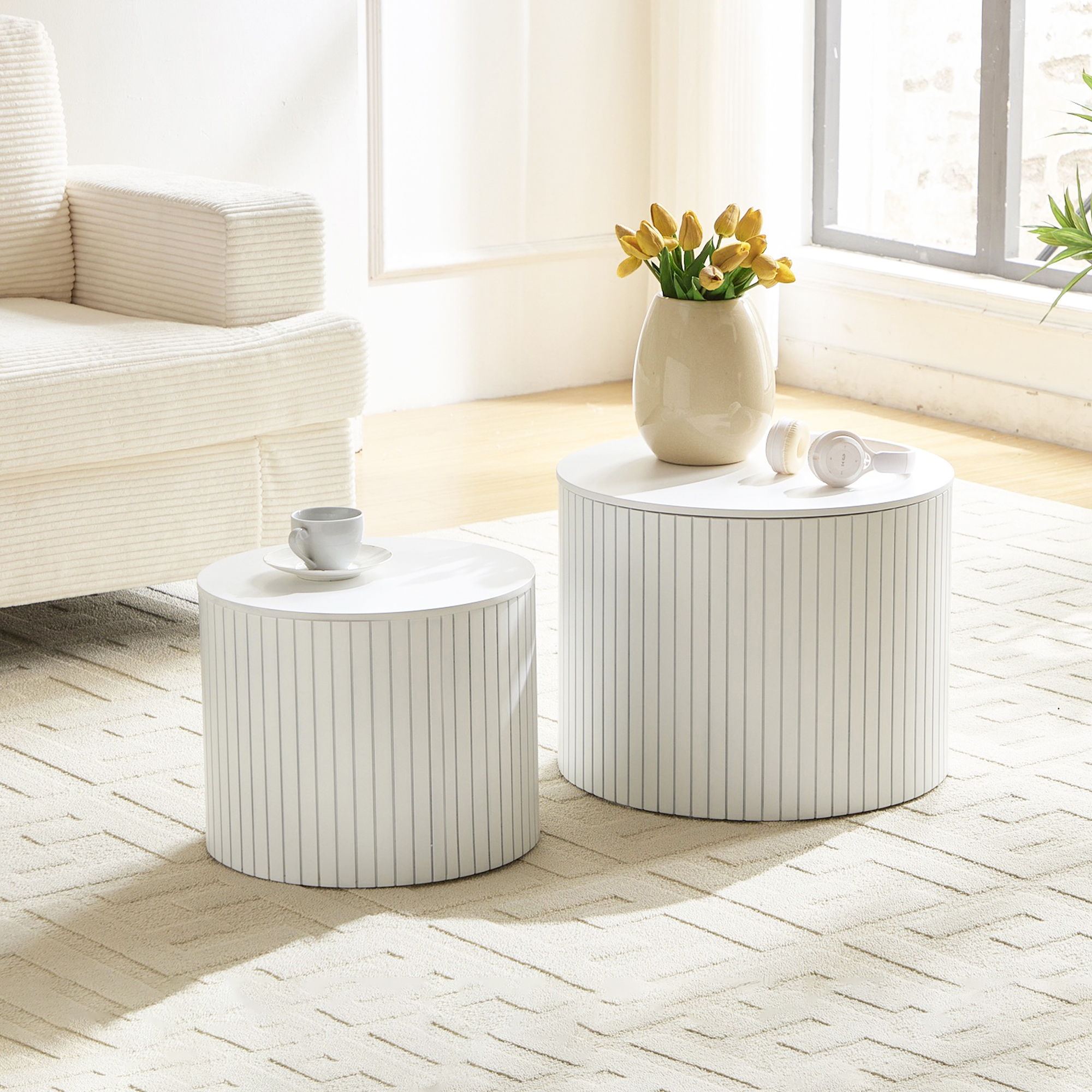 Handcrafted Nested Table Set, 2 Pieces