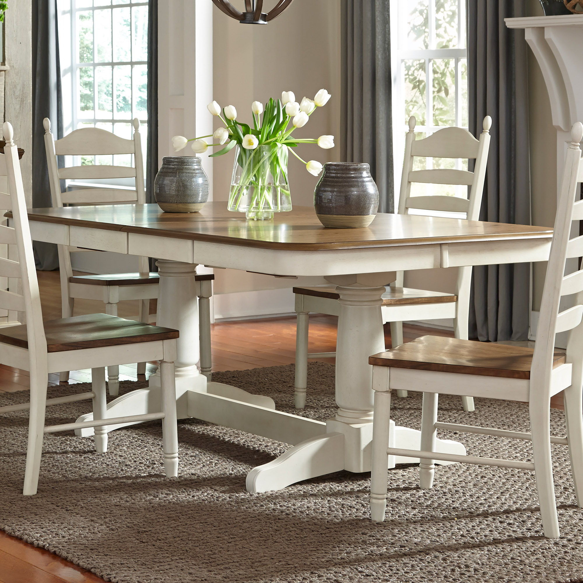 Liberty Furniture Springfield - Double Pedestal Table - White | Meri Furniture