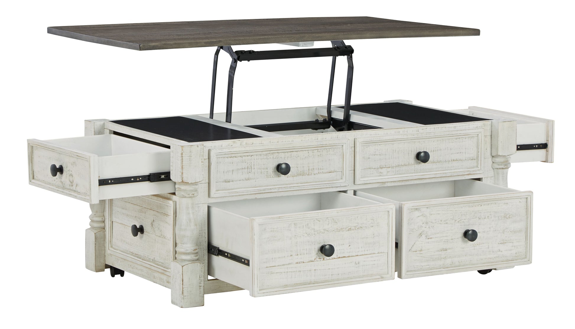 Signature Design by Ashley® Havalance - White / Gray - Lift Top Cocktail Table With Storage Drawers | Meri Furniture