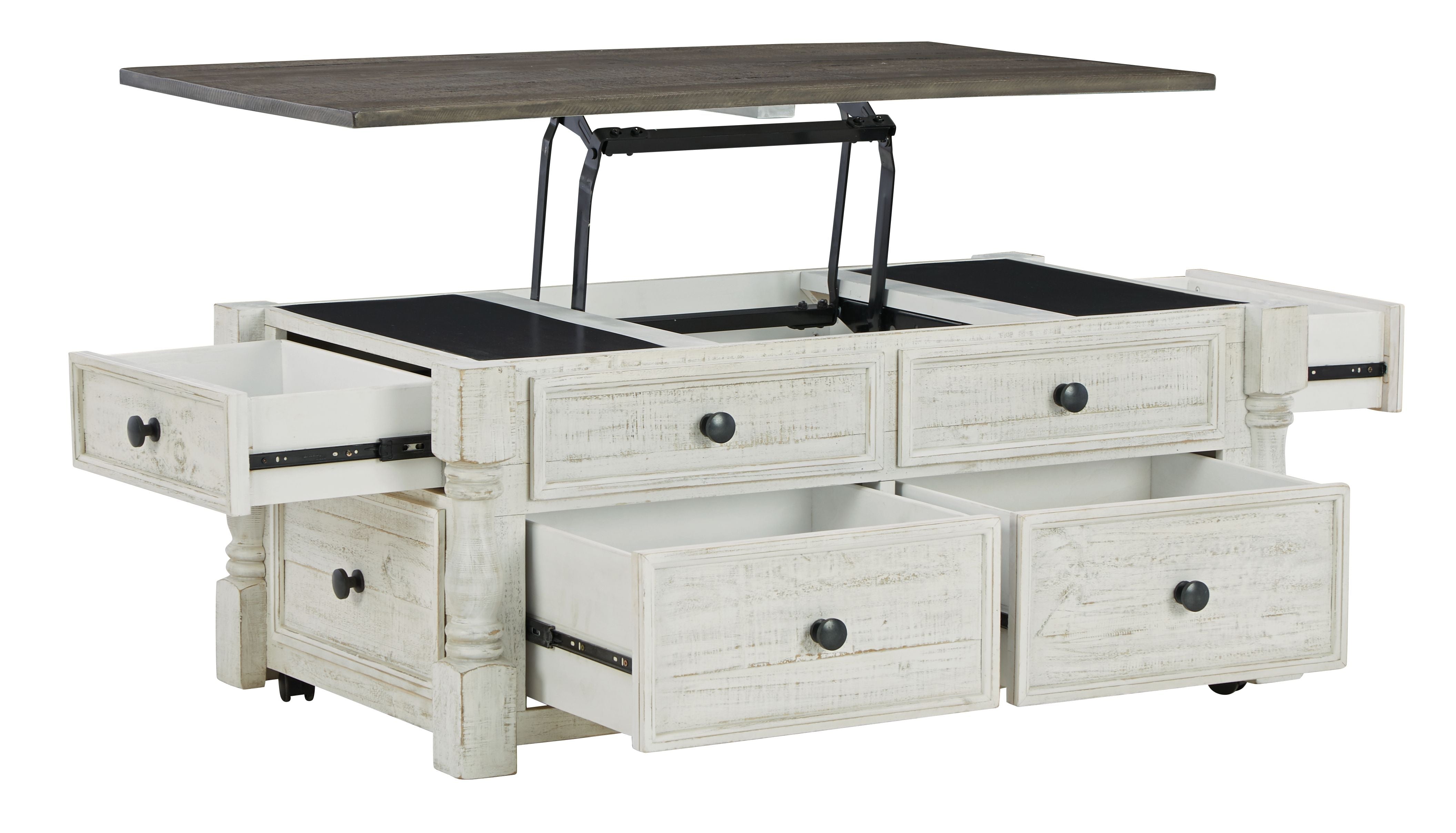 Signature Design by Ashley® Havalance - White / Gray - Lift Top Cocktail Table With Storage Drawers | Meri Furniture