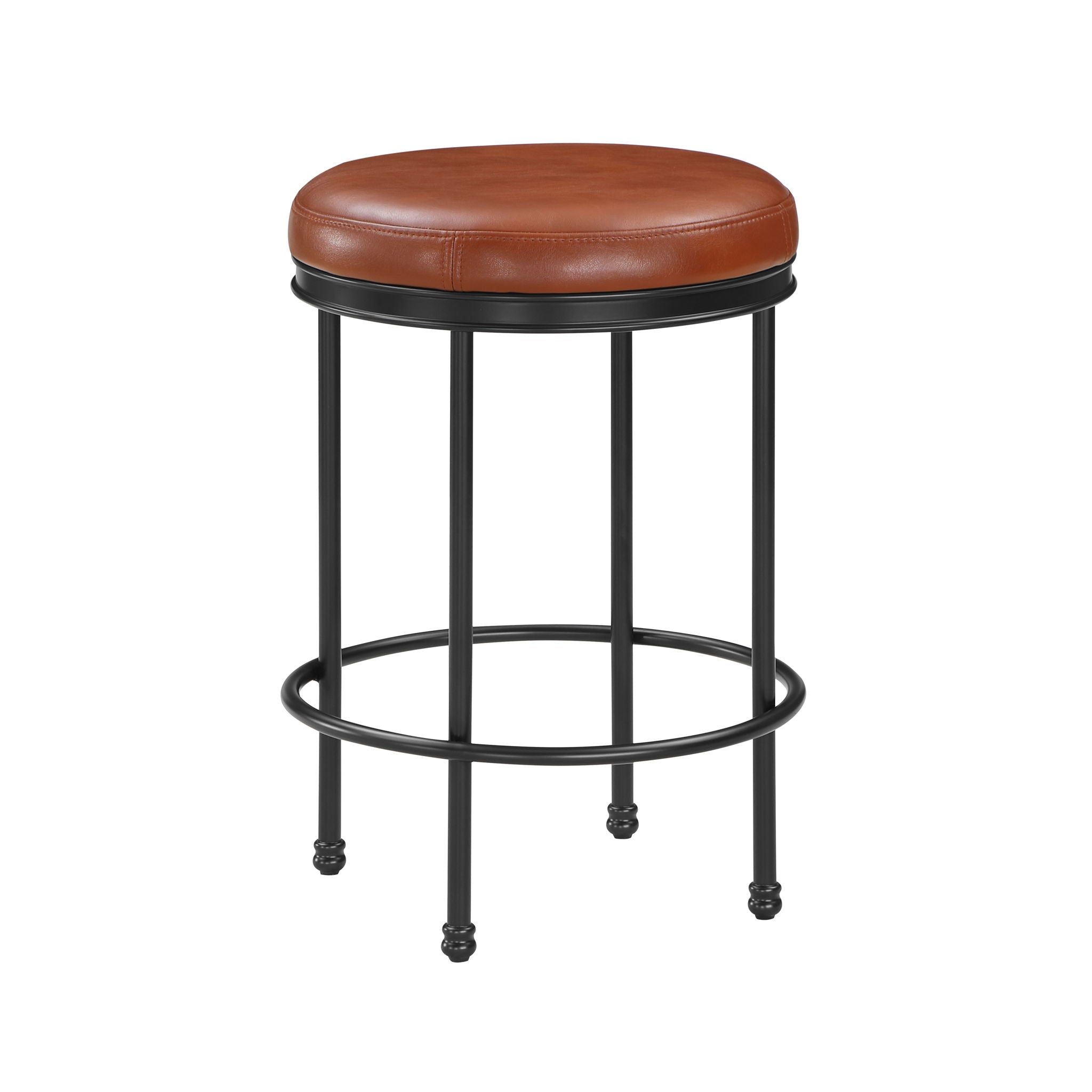 Michael - Backless Counter Height Stool With Padded Seat And Powder Coated Frame - Caramel
