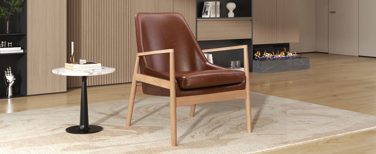 Mid-Century Modern Accent Armchair With High Back