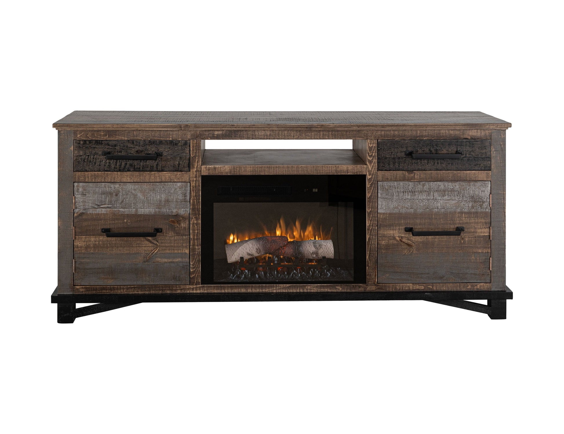International Furniture Direct Loft Brown - 70" Fireplace - Dark Gray | Meri Furniture