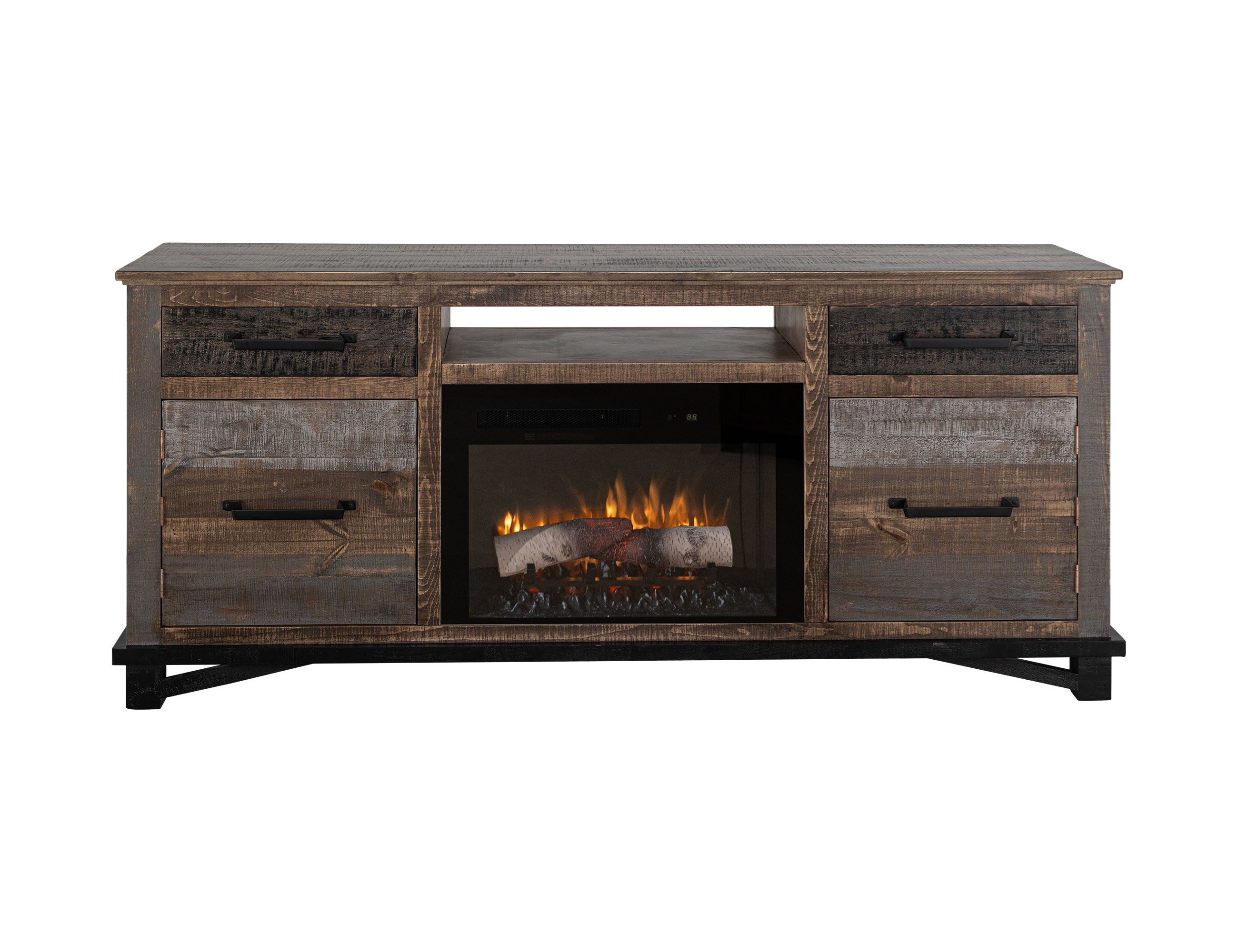 International Furniture Direct Loft Brown - 70" Fireplace - Dark Gray | Meri Furniture
