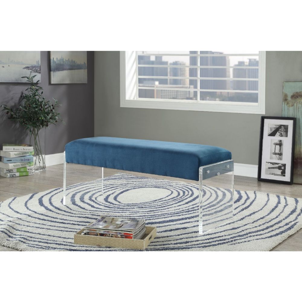 ACME Marah - Bench - Teal & Clear Acrylic | Meri Furniture