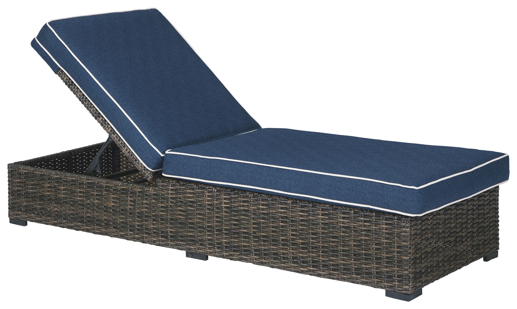 Ashley Furniture Grasson - Brown / Blue - Chaise Lounge With Cushion | Meri Furniture