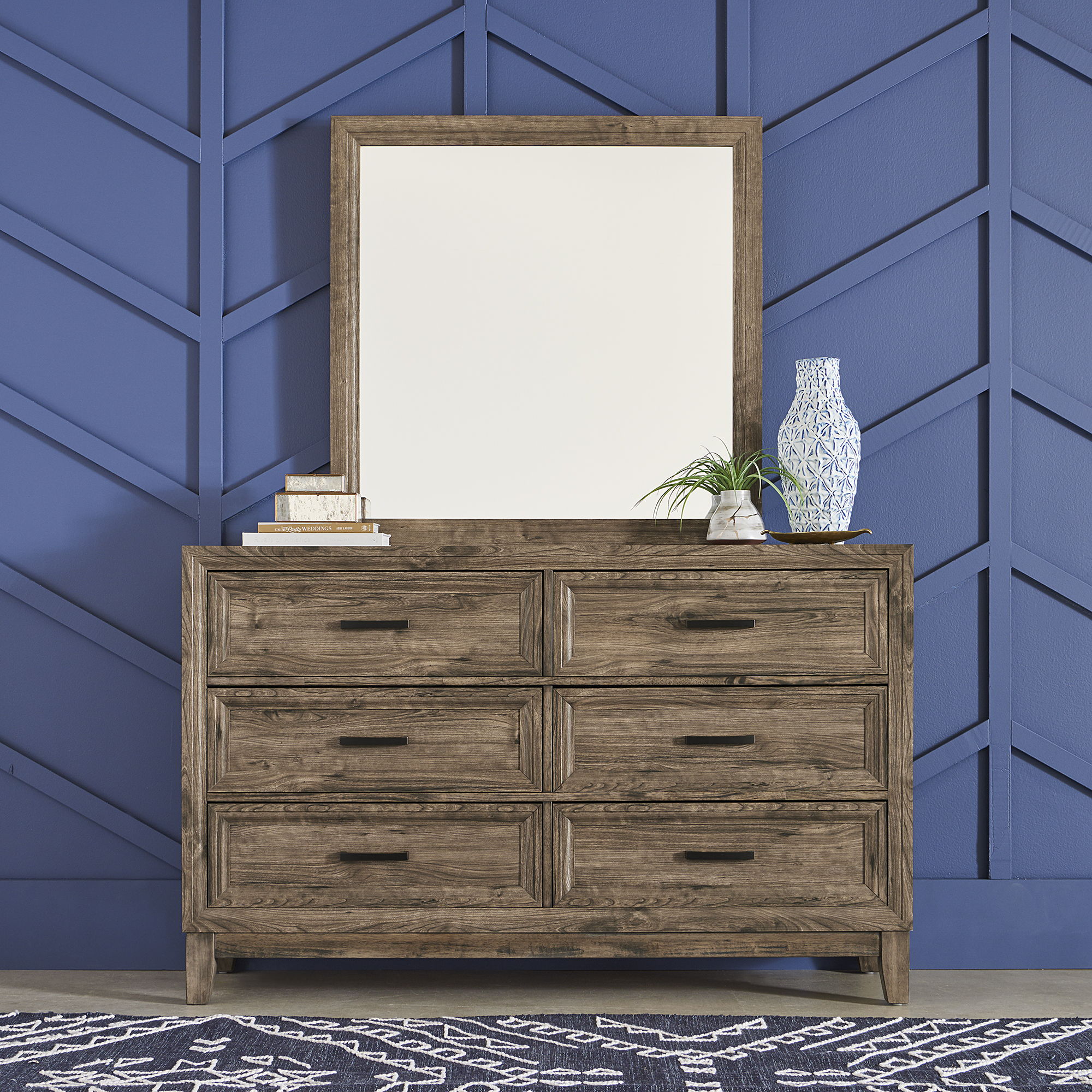 Liberty Furniture Ridgecrest - Dresser & Mirror - Light Brown | Meri Furniture
