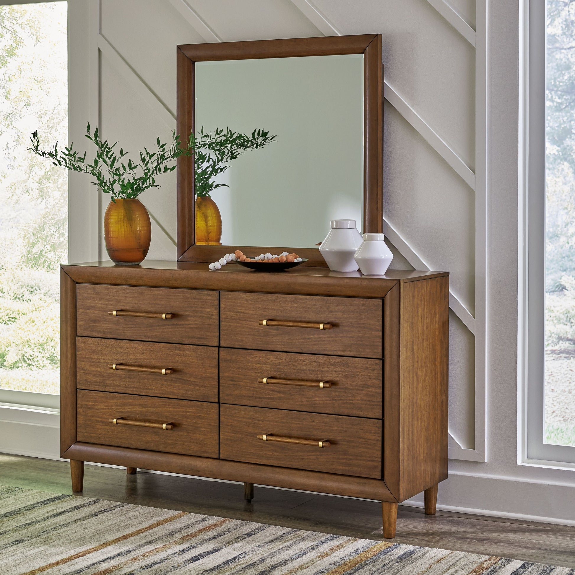 Signature Design by Ashley® Lyncott - Brown - Dresser And Mirror | Meri Furniture