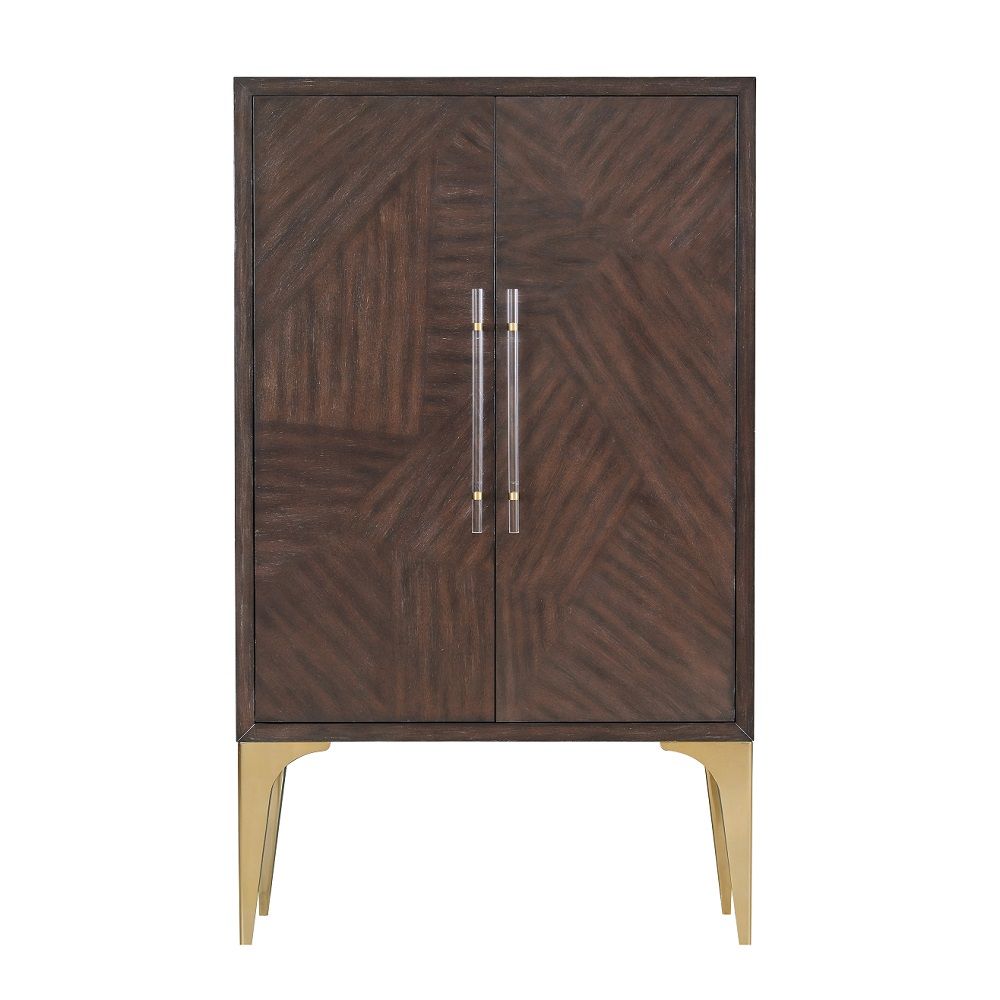 ACME Andy - Bar Cabinet - Brushed Brown Oak Champagne | Meri Furniture