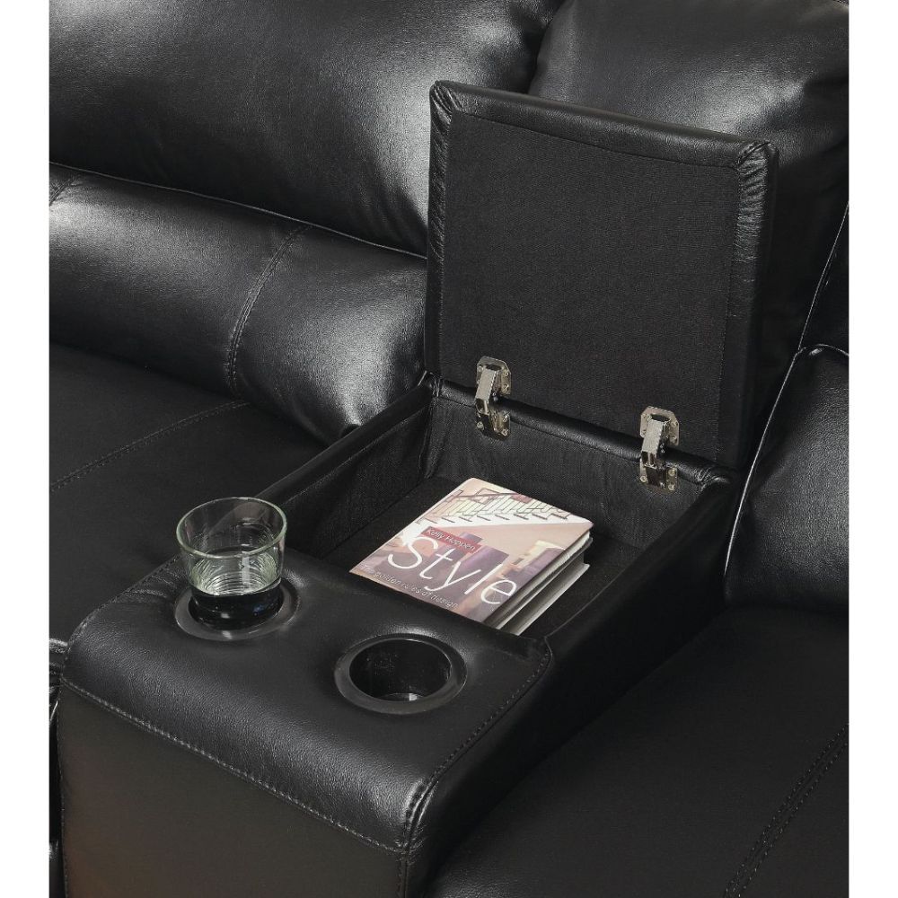 ACME Saul - Power Motion Sectional Sofa - Black | Meri Furniture