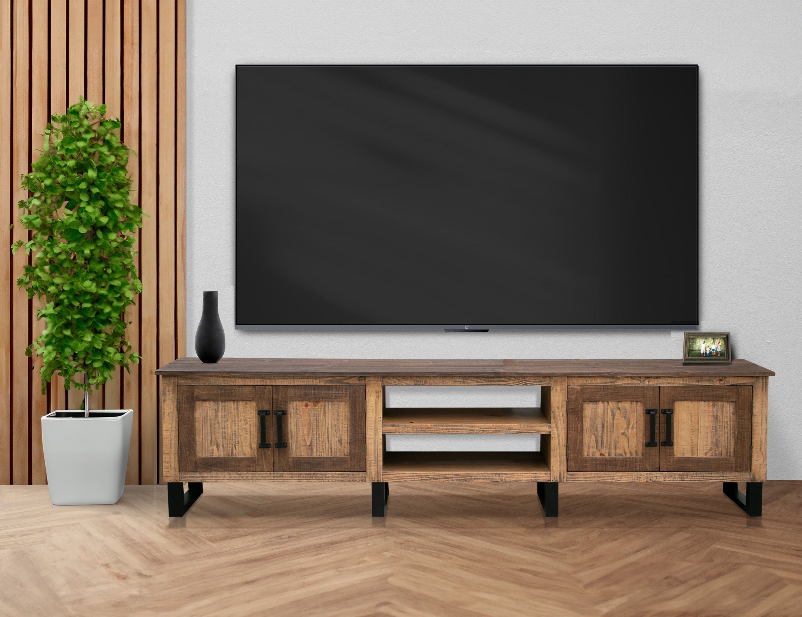 International Furniture Direct Olivo - 93" TV Stand - Natural Brown | Meri Furniture