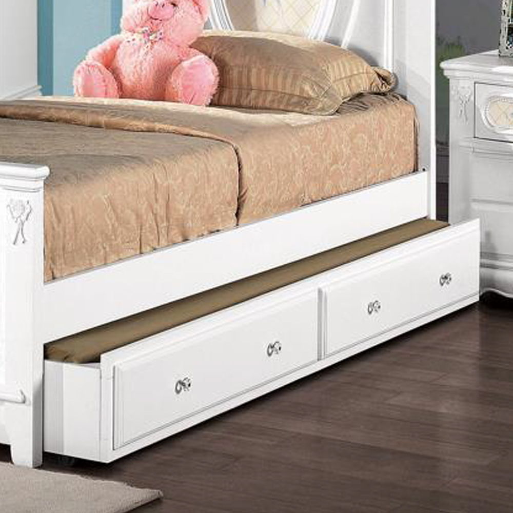 ACME Trundle Bed Faux Drawers Caster Wheels Included Optional Bed for Flora Collection: Poster Panel Beds | Meri Furniture
