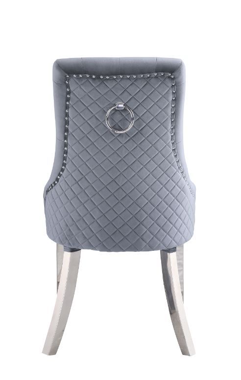 Satinka - Fabric Side Chair Set of 2) - Gray & Mirrored Silver