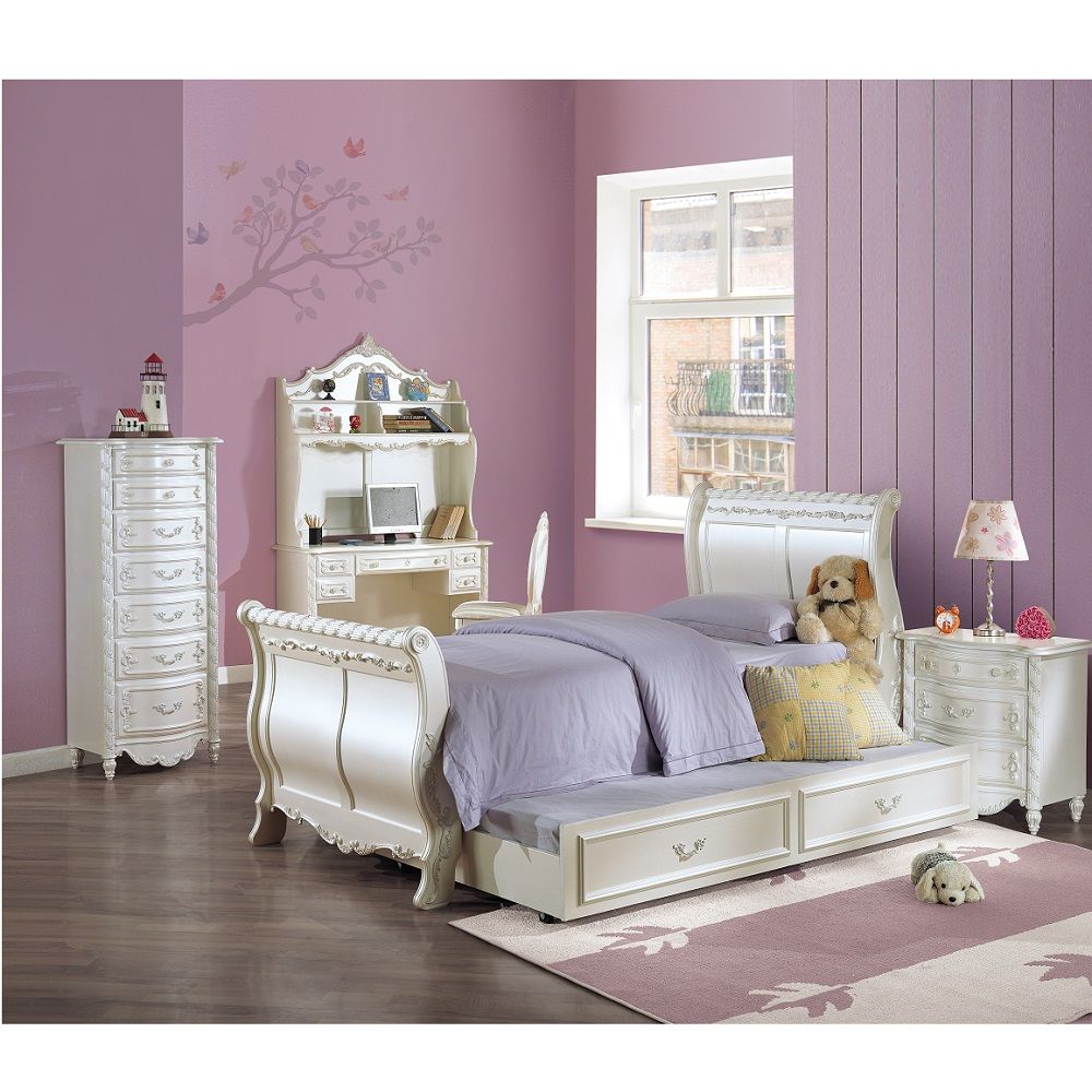 ACME Pearl - Computer Desk Hutch - Pearl White | Meri Furniture