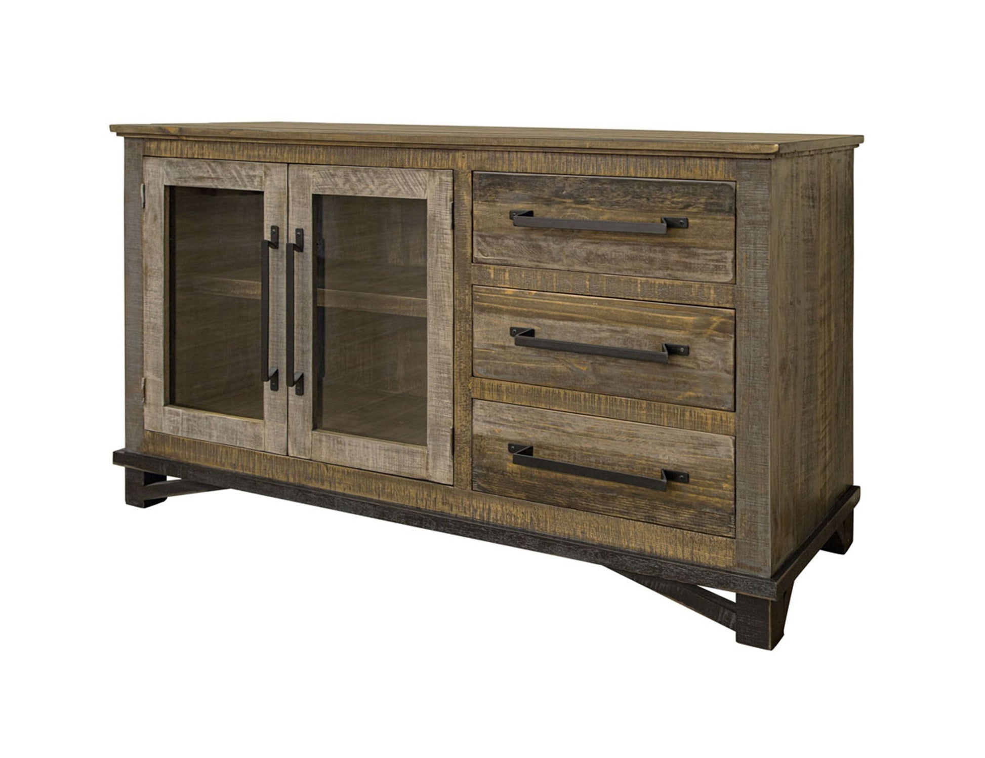 International Furniture Direct Loft Brown - 60” Buffet With 3 Drawer / 2 Doors - Two Tone Gray / Brown | Meri Furniture