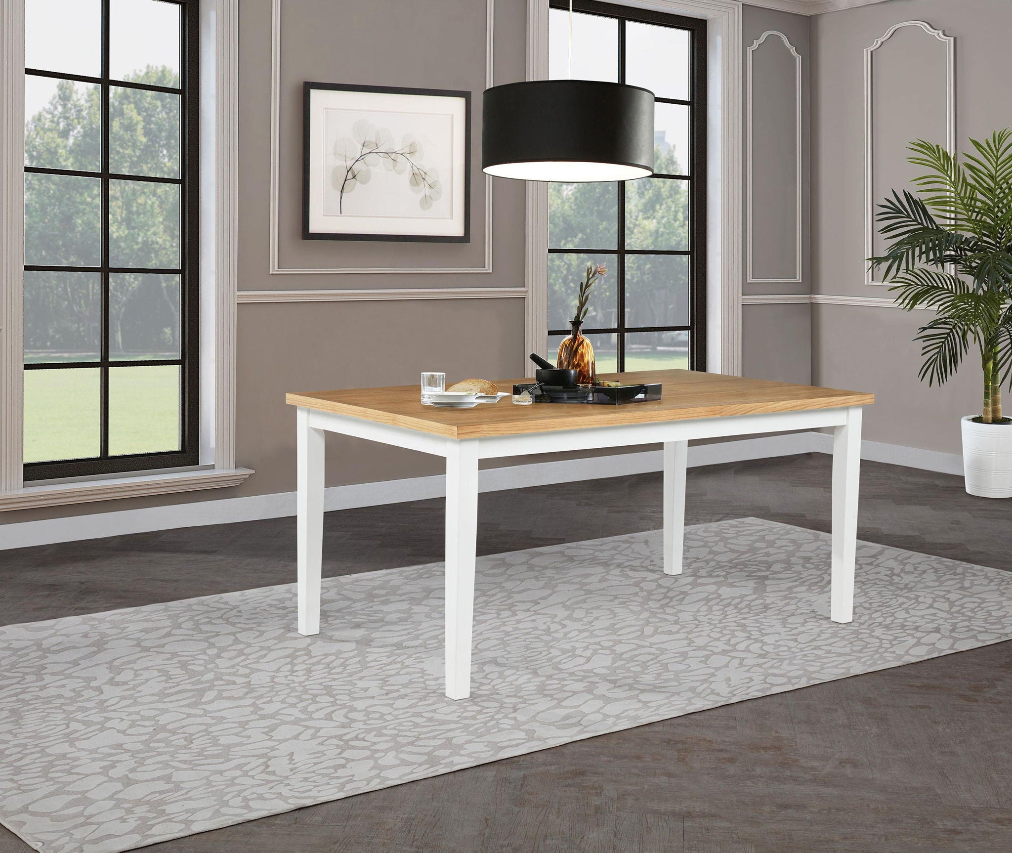 Andrews 66-inch Rectangular Dining Table Light Ash and White