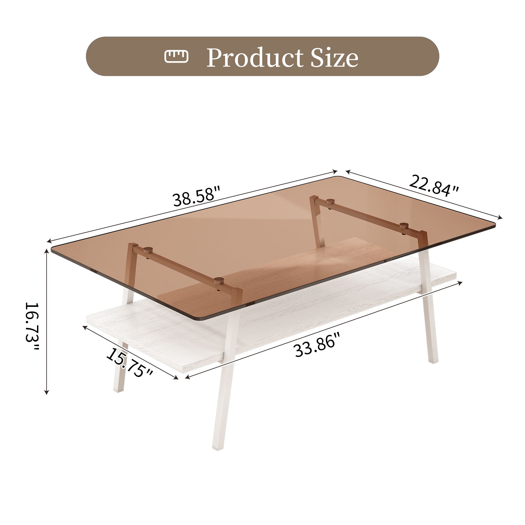 Rectangle Coffee Table, Tempered Glass Tabletop Modern Table For Living Room