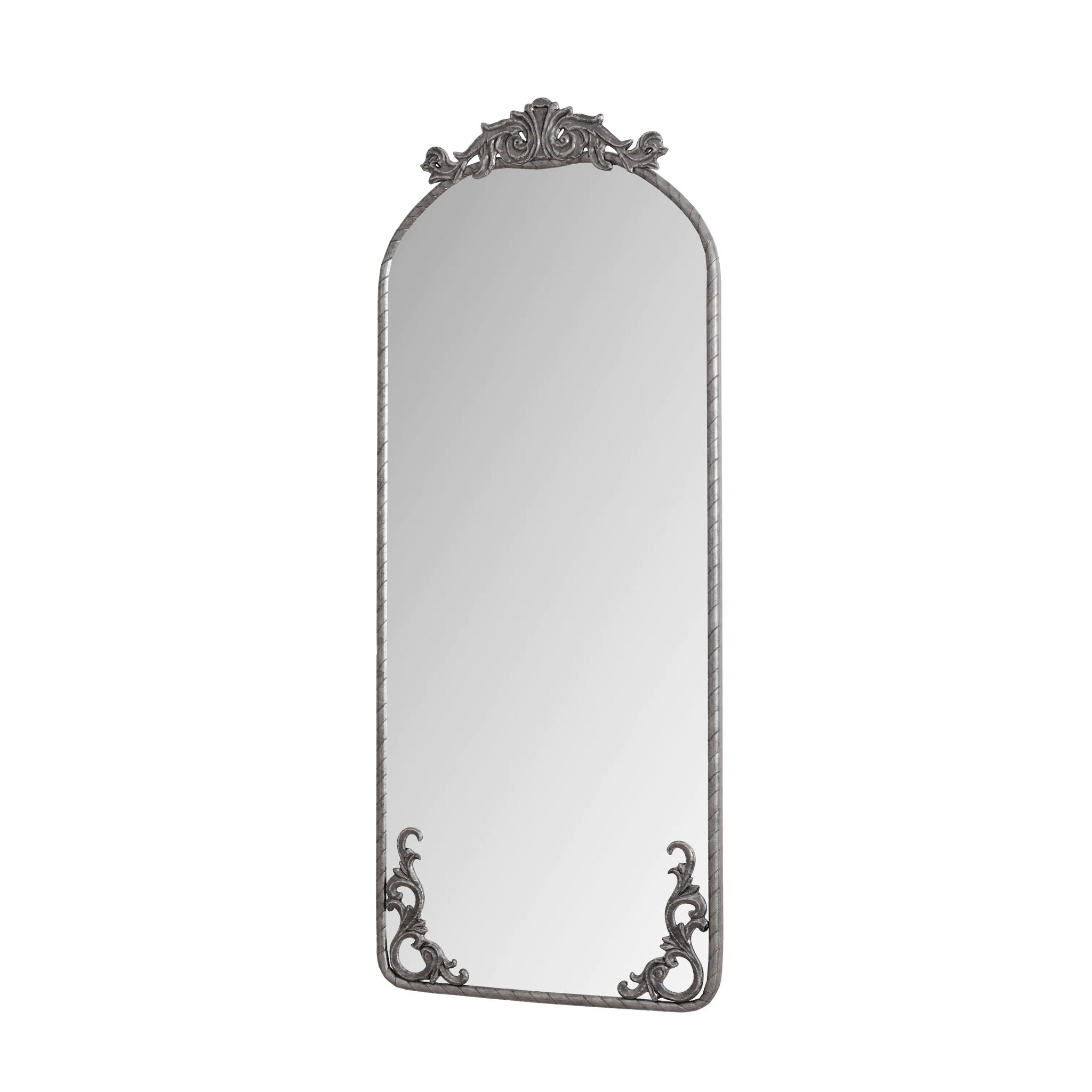 Full Body Arched Mirror With Vintage Carved Applique
