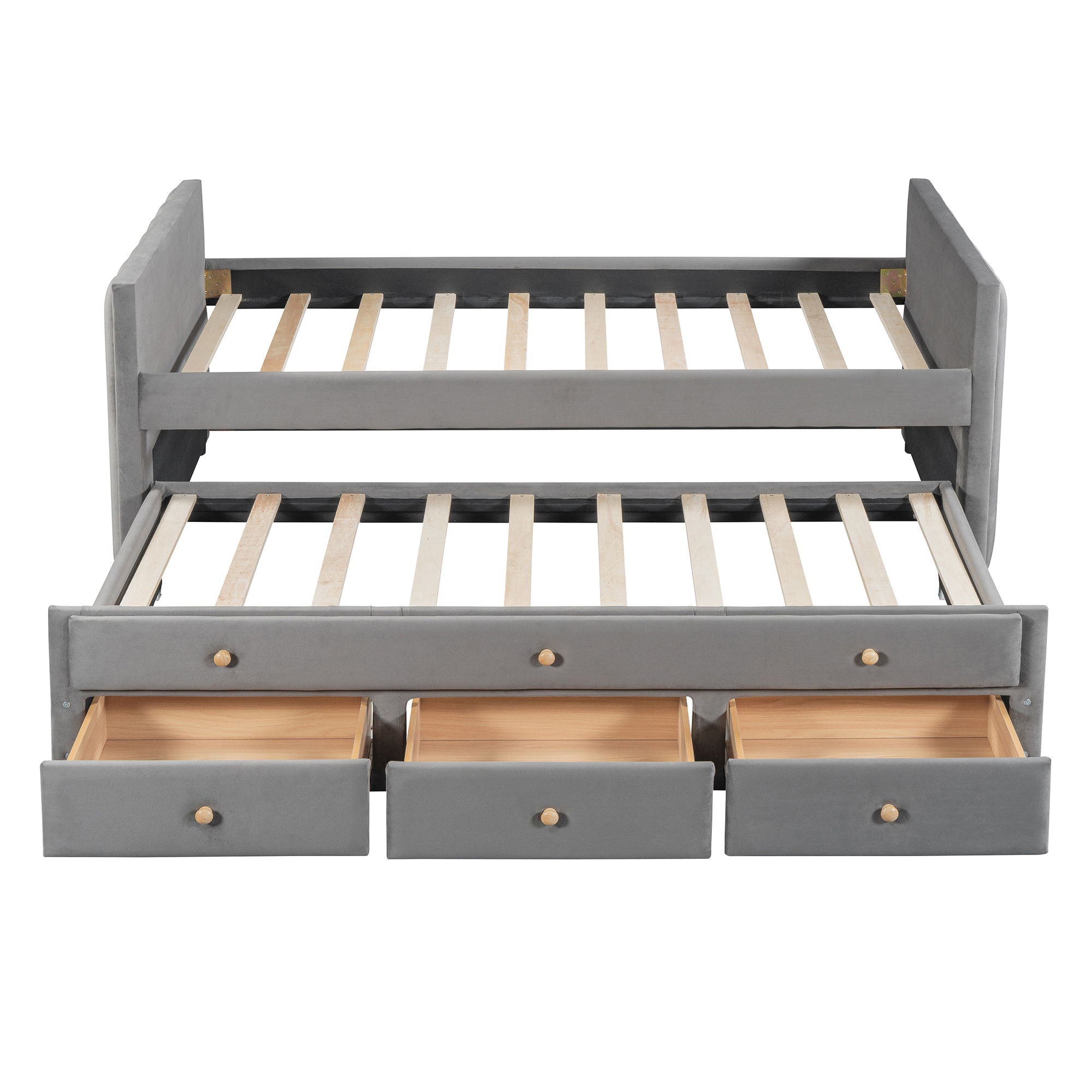 Upholstered Daybed With Trundle And Drawers