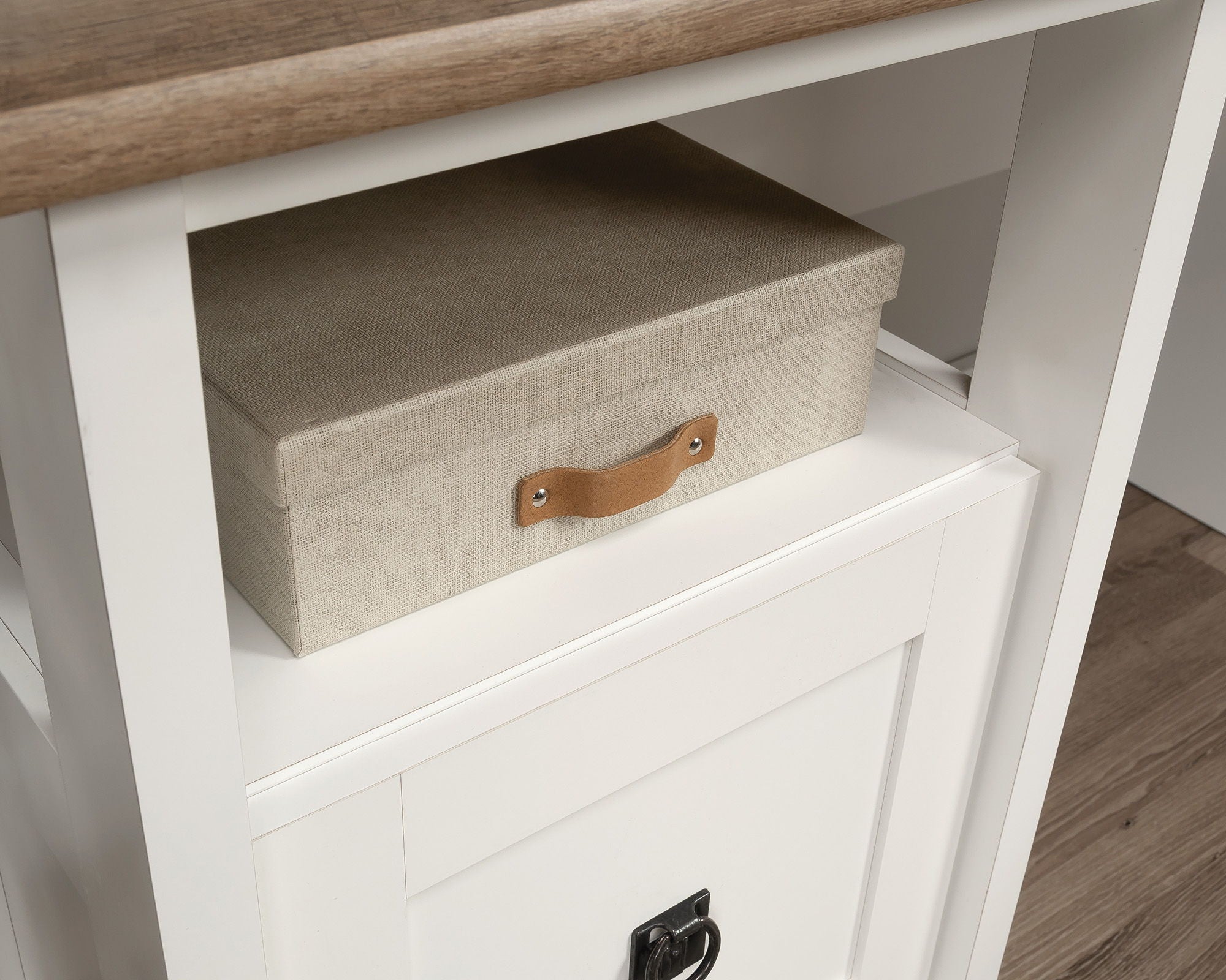 L-Shaped Home Office Desk in Soft White