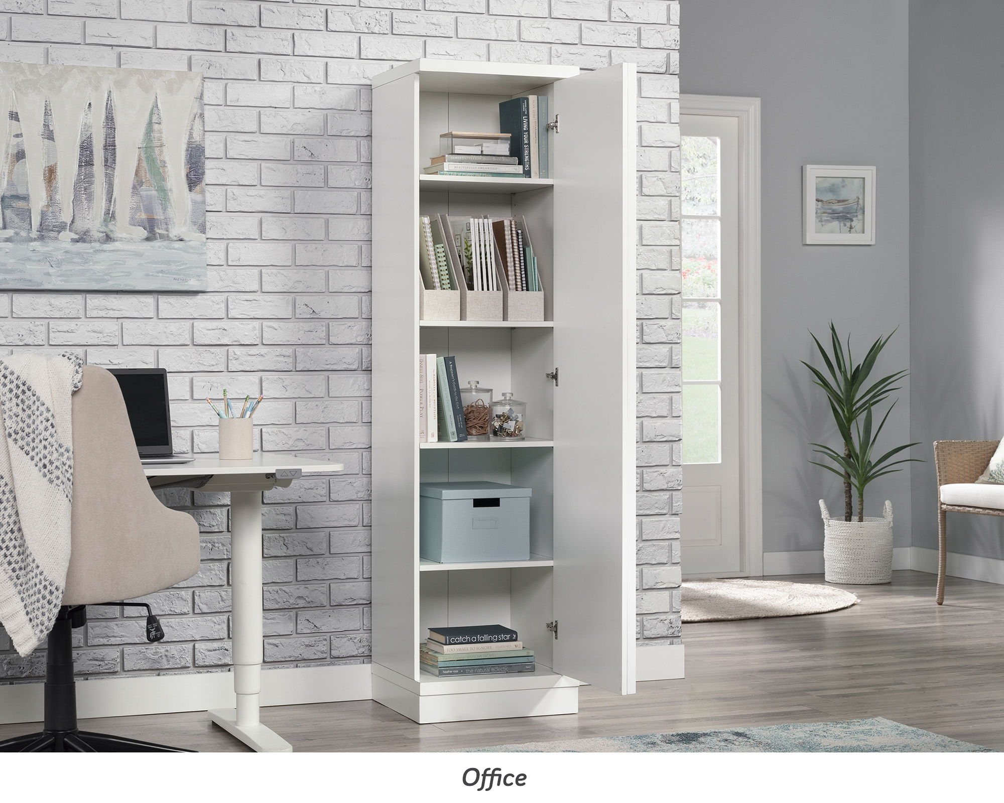 Single-Door Storage Cabinet in White