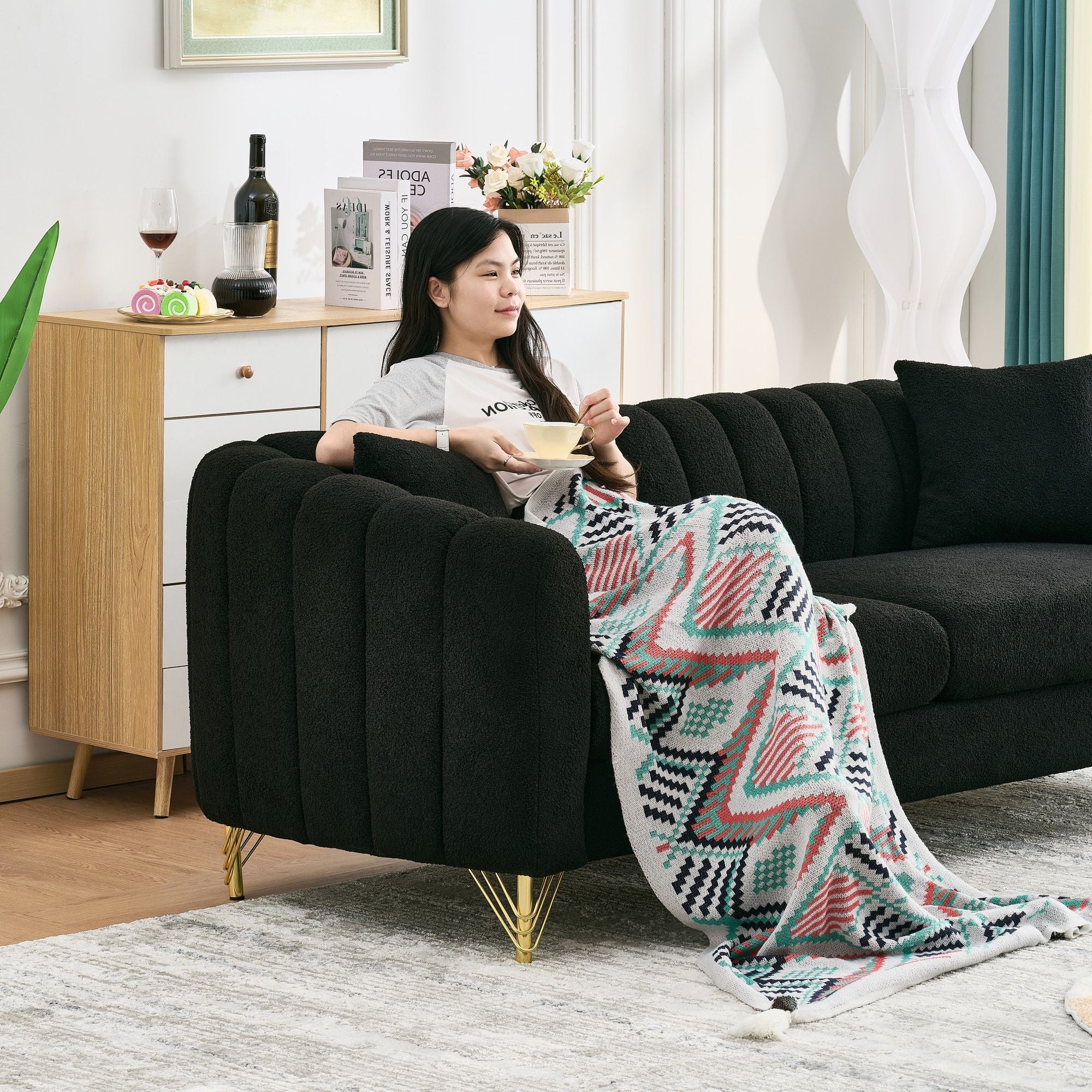 Tufted Oversized Sofa For Living Spaces