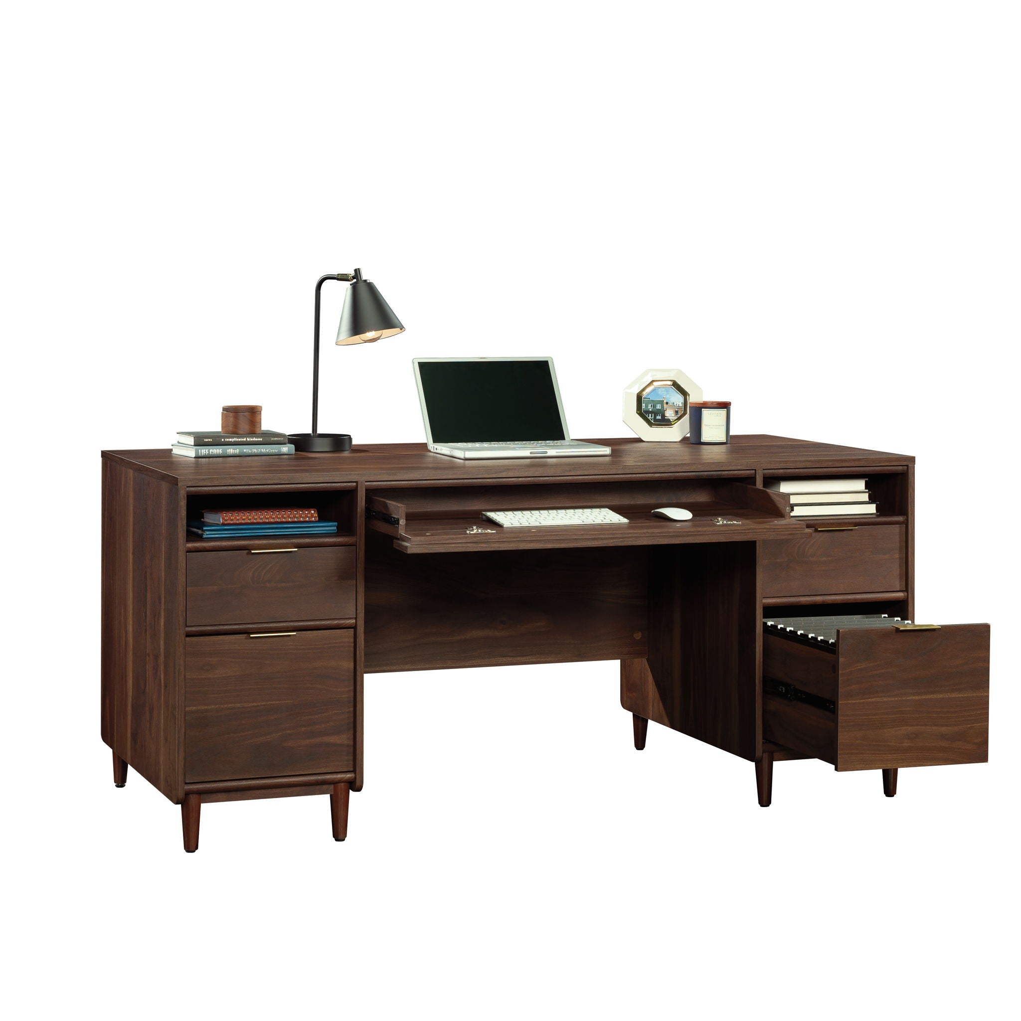Executive Pedestal Desk in Grand Walnut