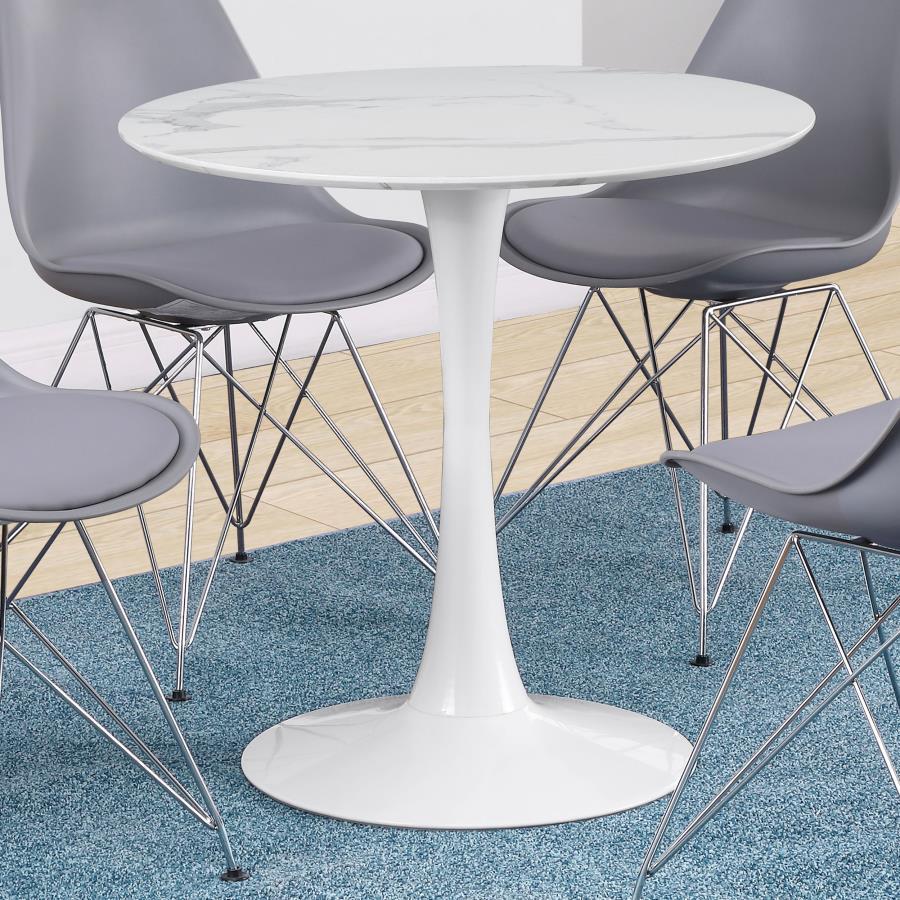 Coaster Fine Furniture Arkell - Round Faux Marble Top Dining Table | Meri Furniture