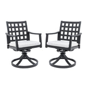 Modern Classic Outdoor Dining Swivel Rockers With Sunbrella Cushion, Lattice Design, Weather Resistant Frame (Set of 2) - Ember Black