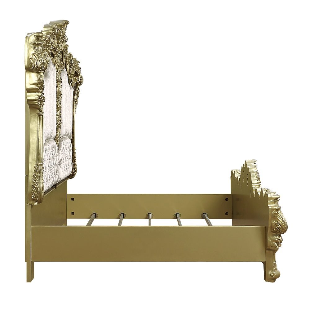 ACME Desiderius - Eastern King Bed - Antique Gold & Hand Painted Brown | Meri Furniture