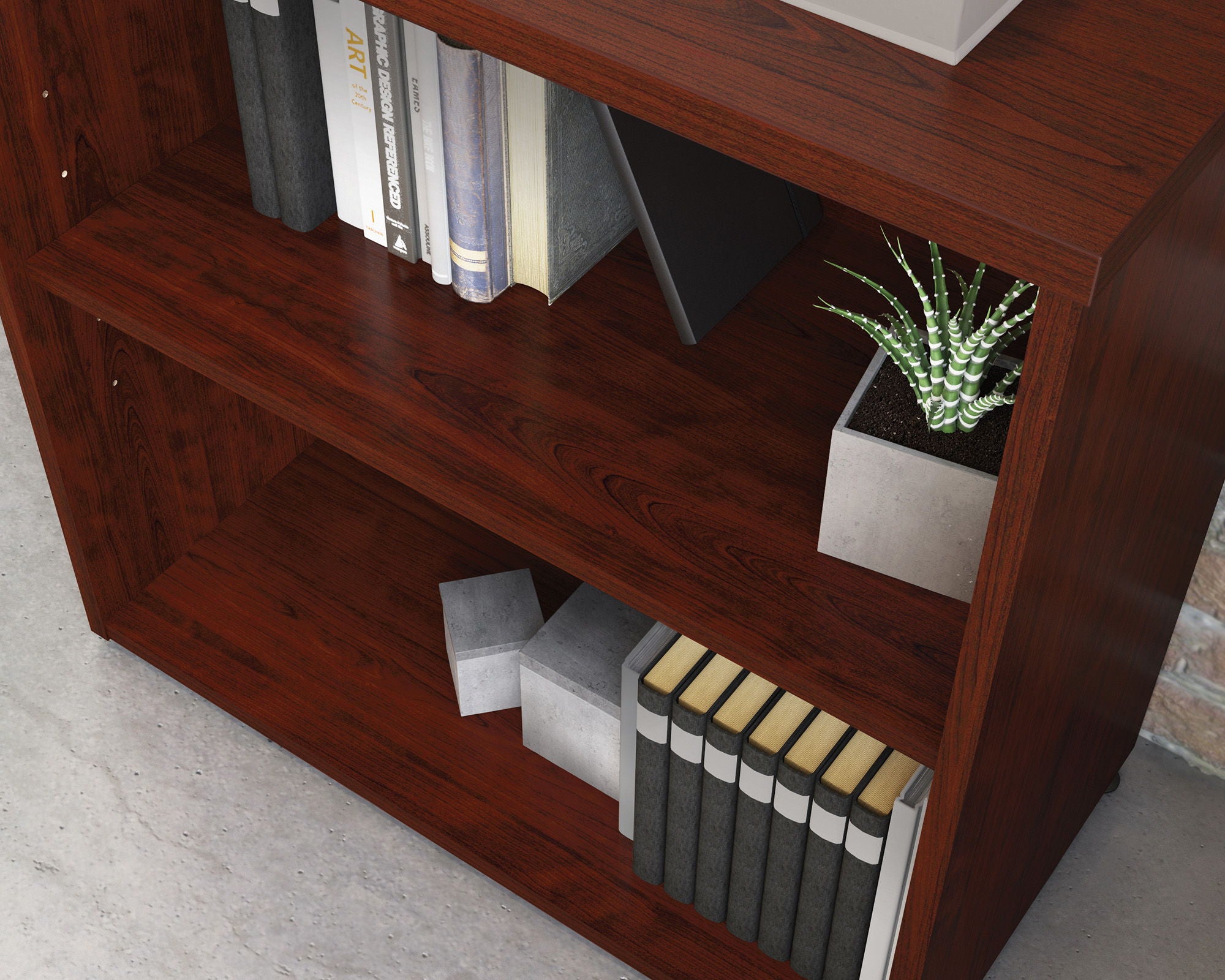 2-Shelf Commercial Bookcase in Classic Cherry