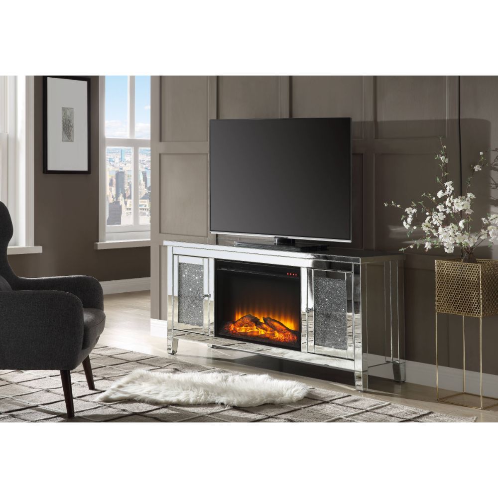 Assembled, Rectangular TV Stand with Fireplace.