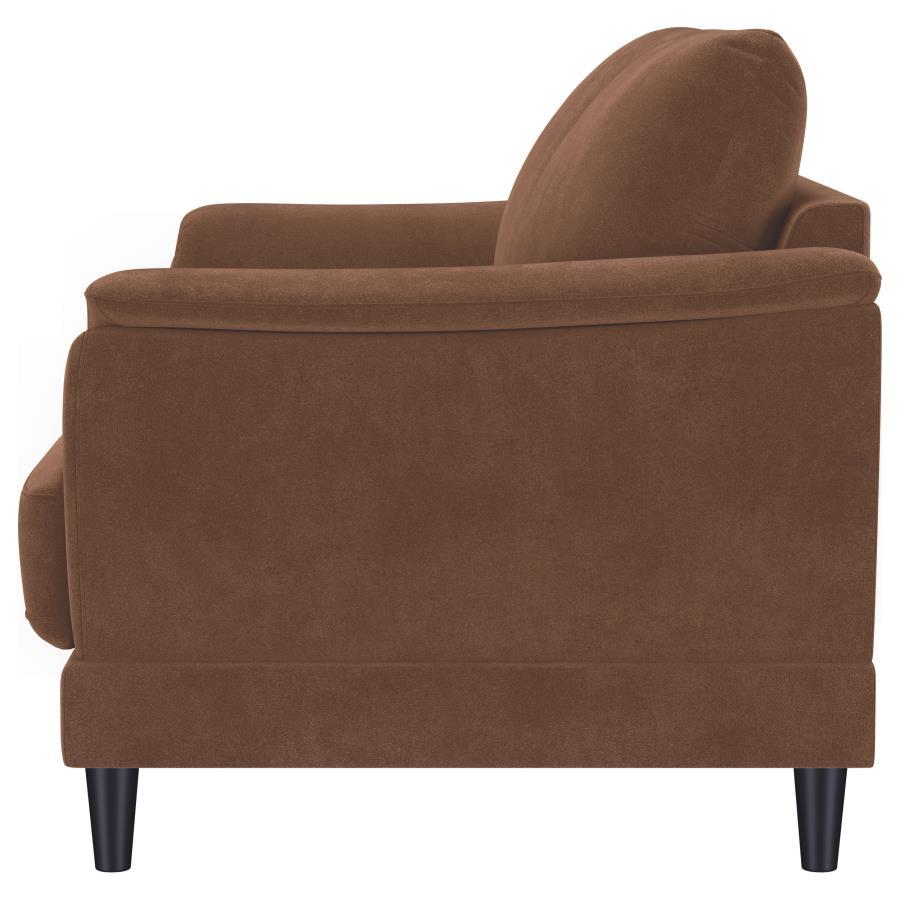 Selma - Velvet Upholstered Crescent Arm Loveseat - Rust