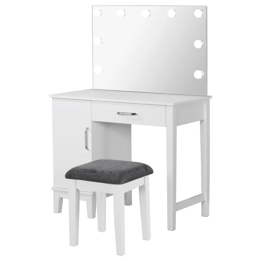 Coaster Fine Furniture Elijah - Vanity Set With Lighting & Stool - White And Dark Gray | Meri Furniture
