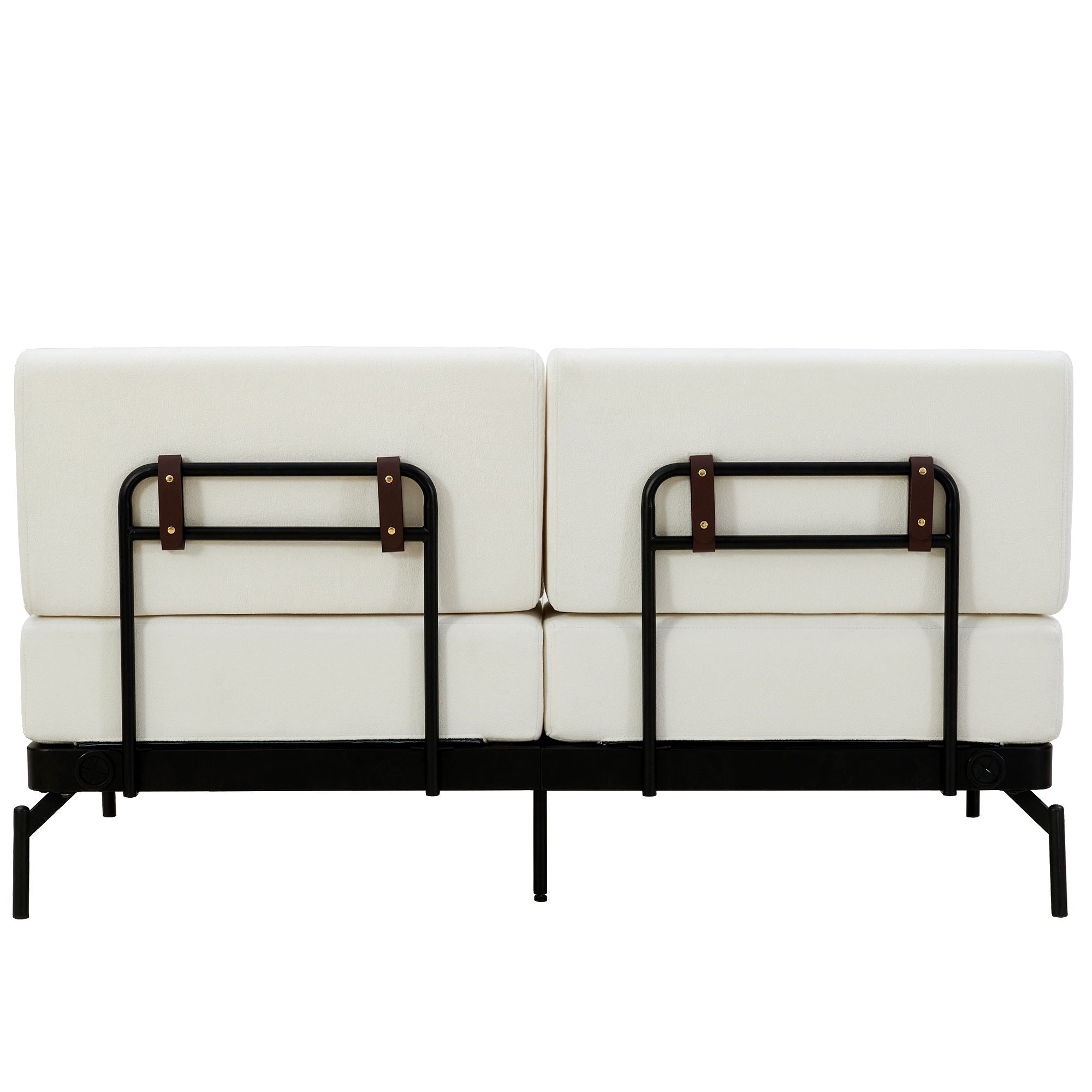 Modern Loveseat Sofa 2 Seater With USB Ports, Cylindrical Armrests