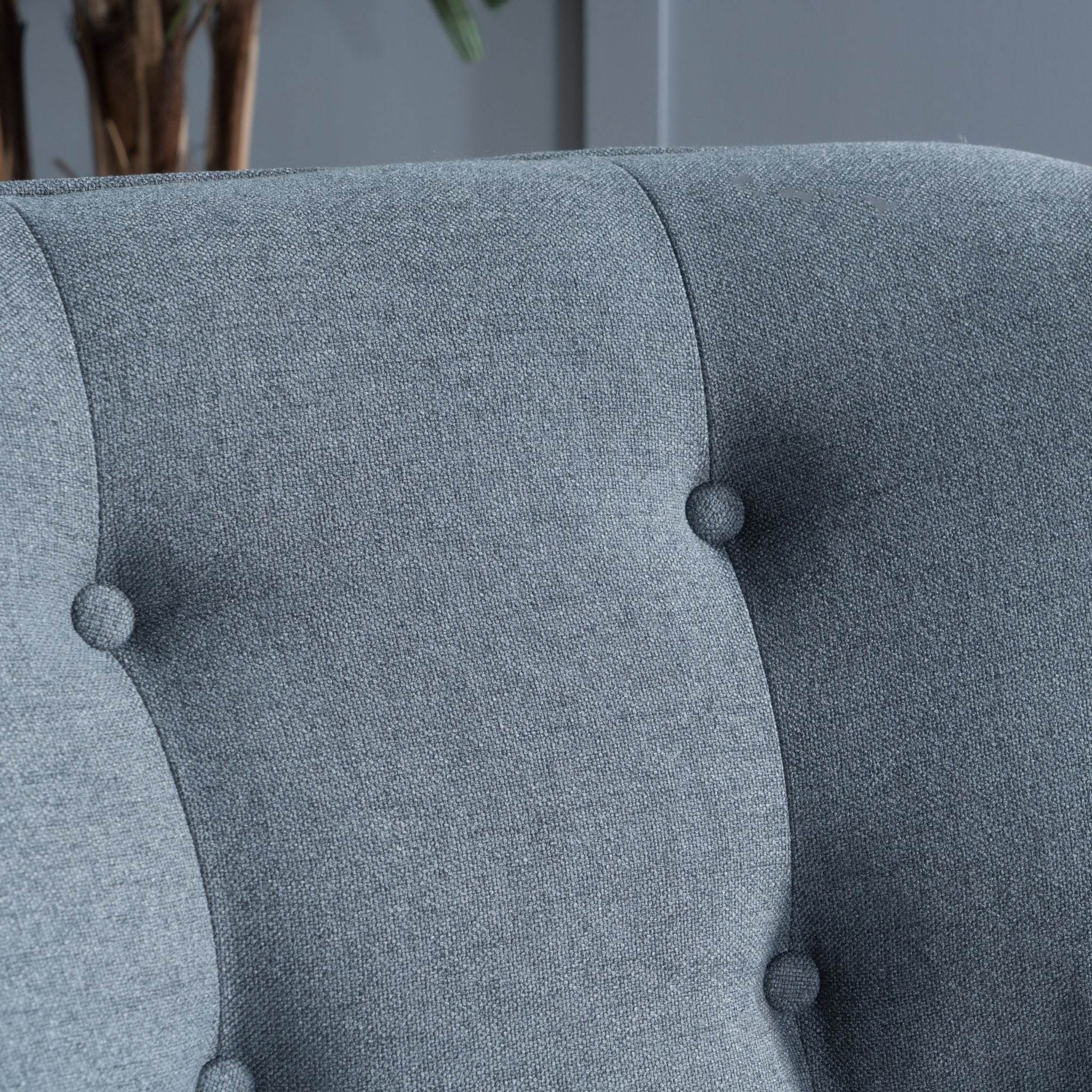 Modern Arm Chair With Tufted Back And Wooden Legs