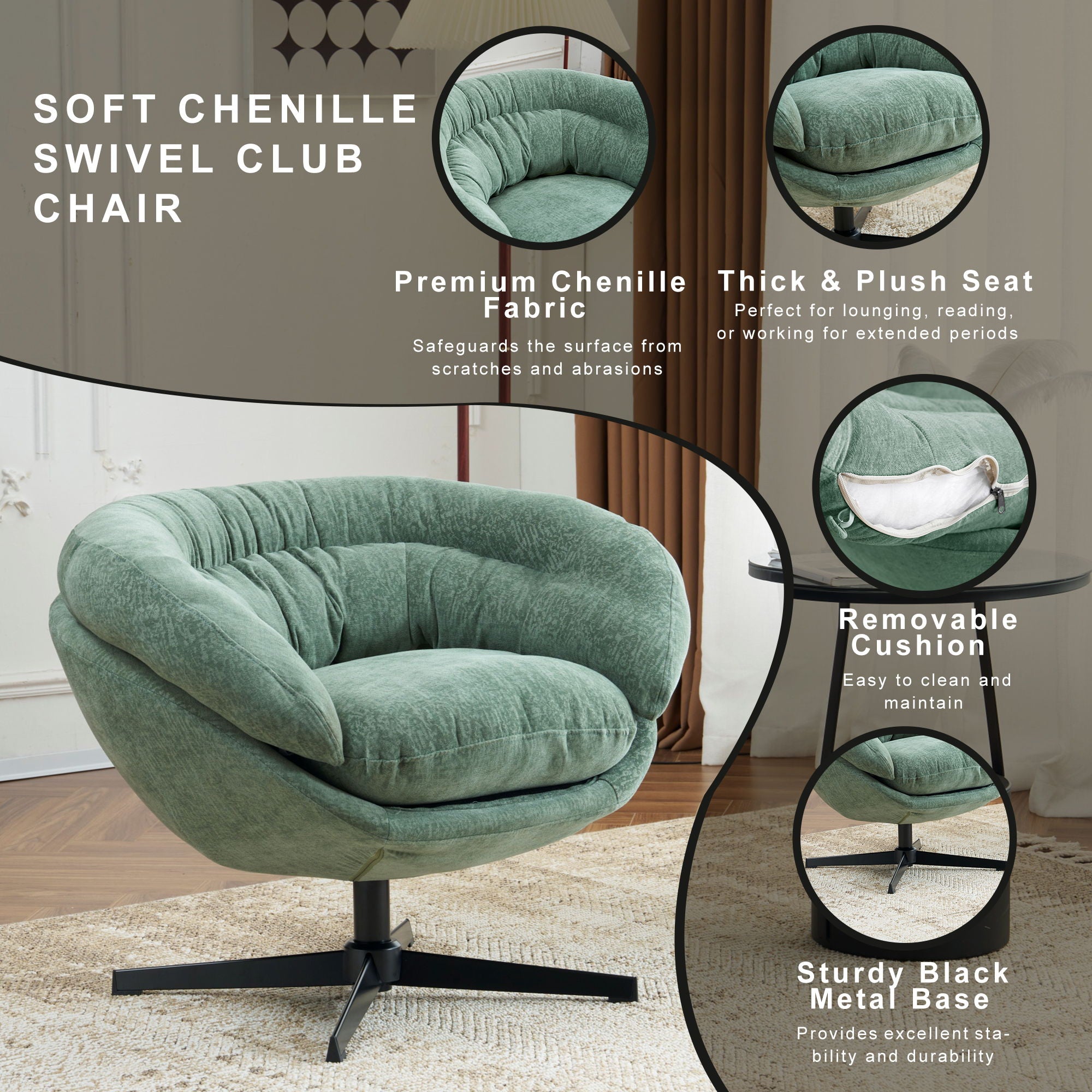 Modern Chenille Office Chair With 360 Degree Swivel