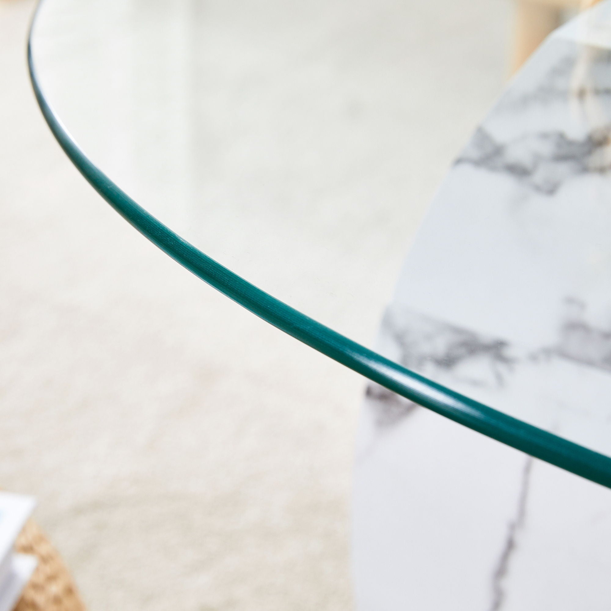 Contemporary Artistic Double Layer Coffee Table,Tempered Glass Top