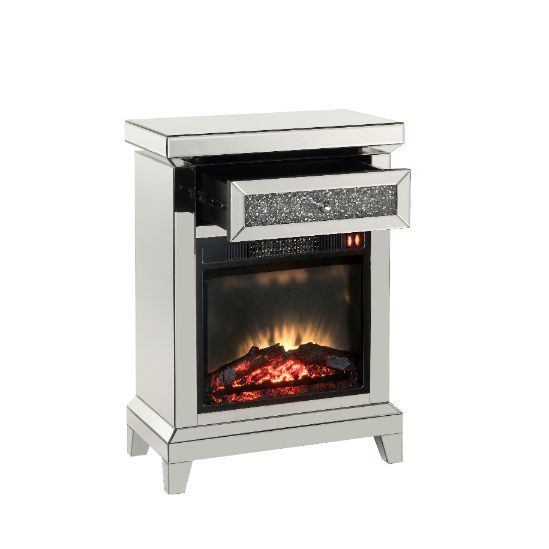 ACME Noralie - Fireplace - Pearl Silver - 35" | Meri Furniture