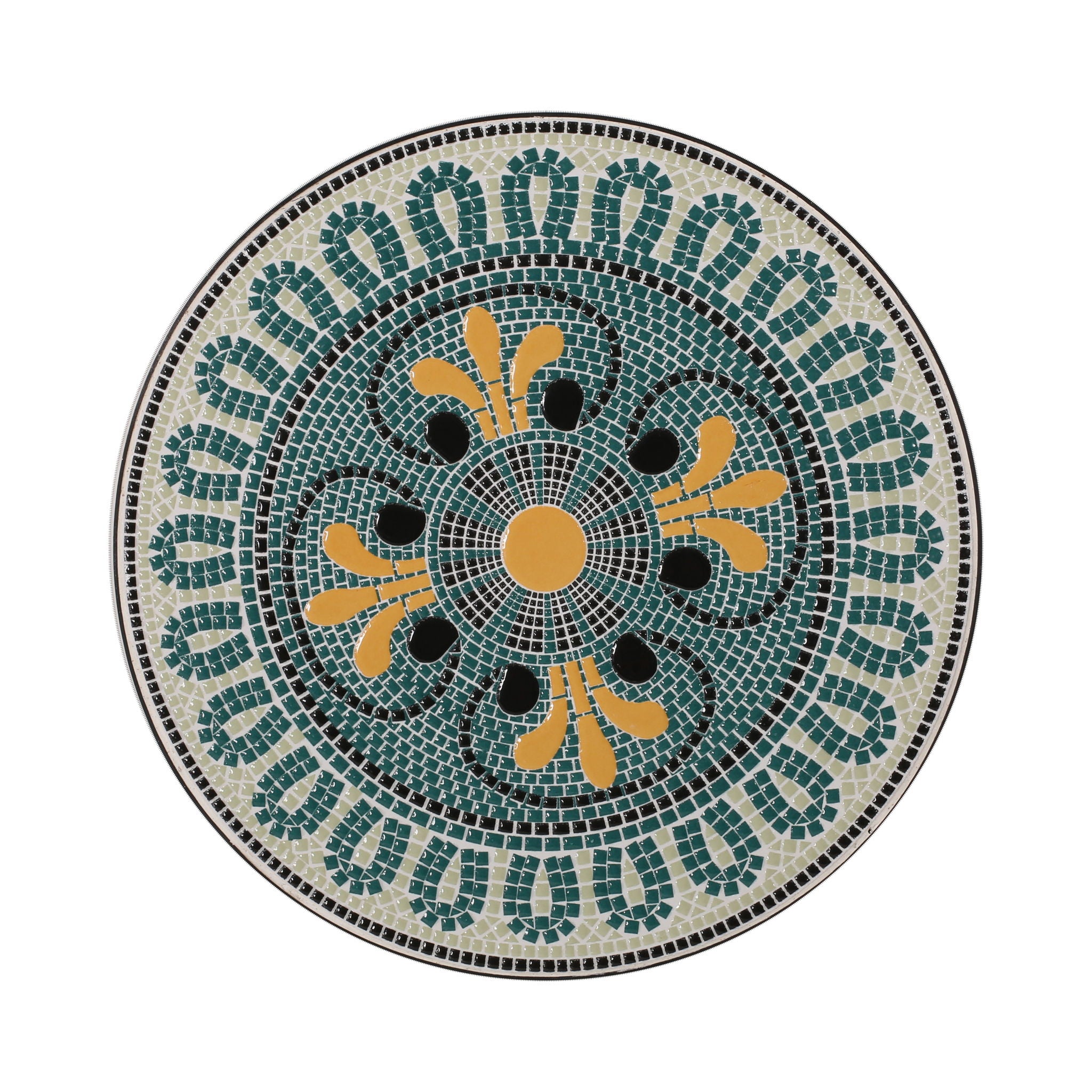 Outdoor Side Table With Tile Mosaic Table Top - Black