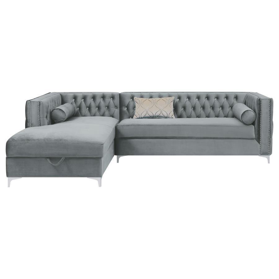 Coaster Fine Furniture Bellaire - Upholstered Storage Chaise Sectional Sofa - Gray | Meri Furniture