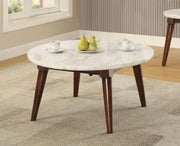 Gasha - Coffee Table - White Marble / Walnut