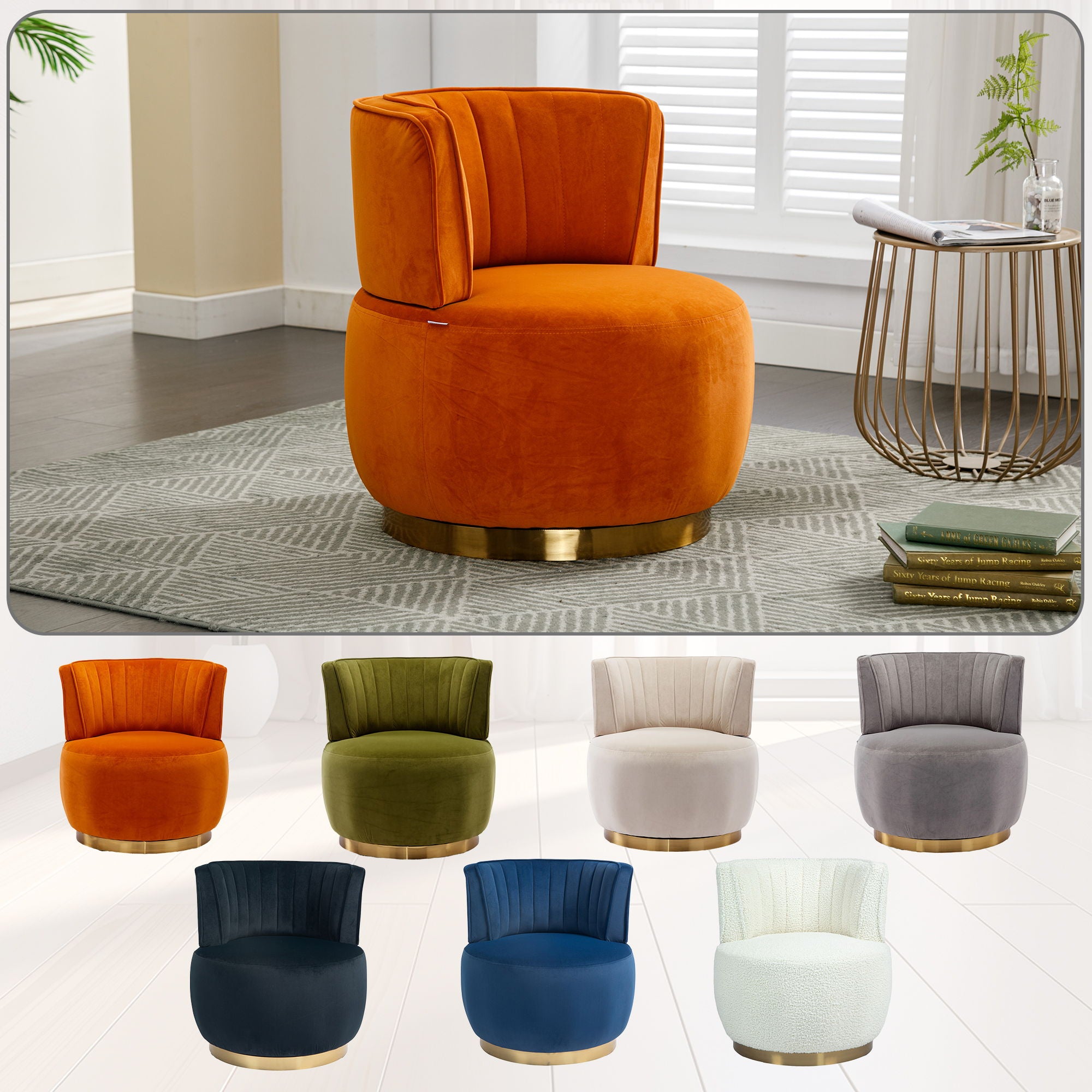 360 Degree Swivel Cuddle Barrel Accent Sofa Chair