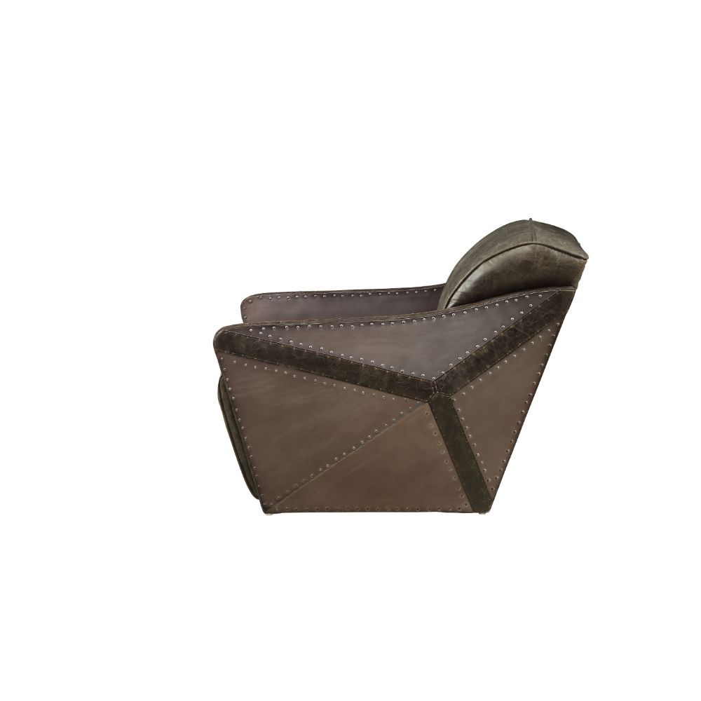 ACME Winchester - Chair - Aluminum & Distress Espresso Top Grain Leather | Meri Furniture