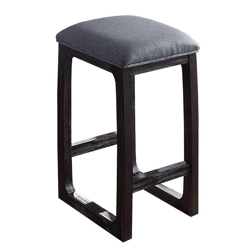 ACME Razo - Stool - Fabric & Weathered Espresso | Meri Furniture