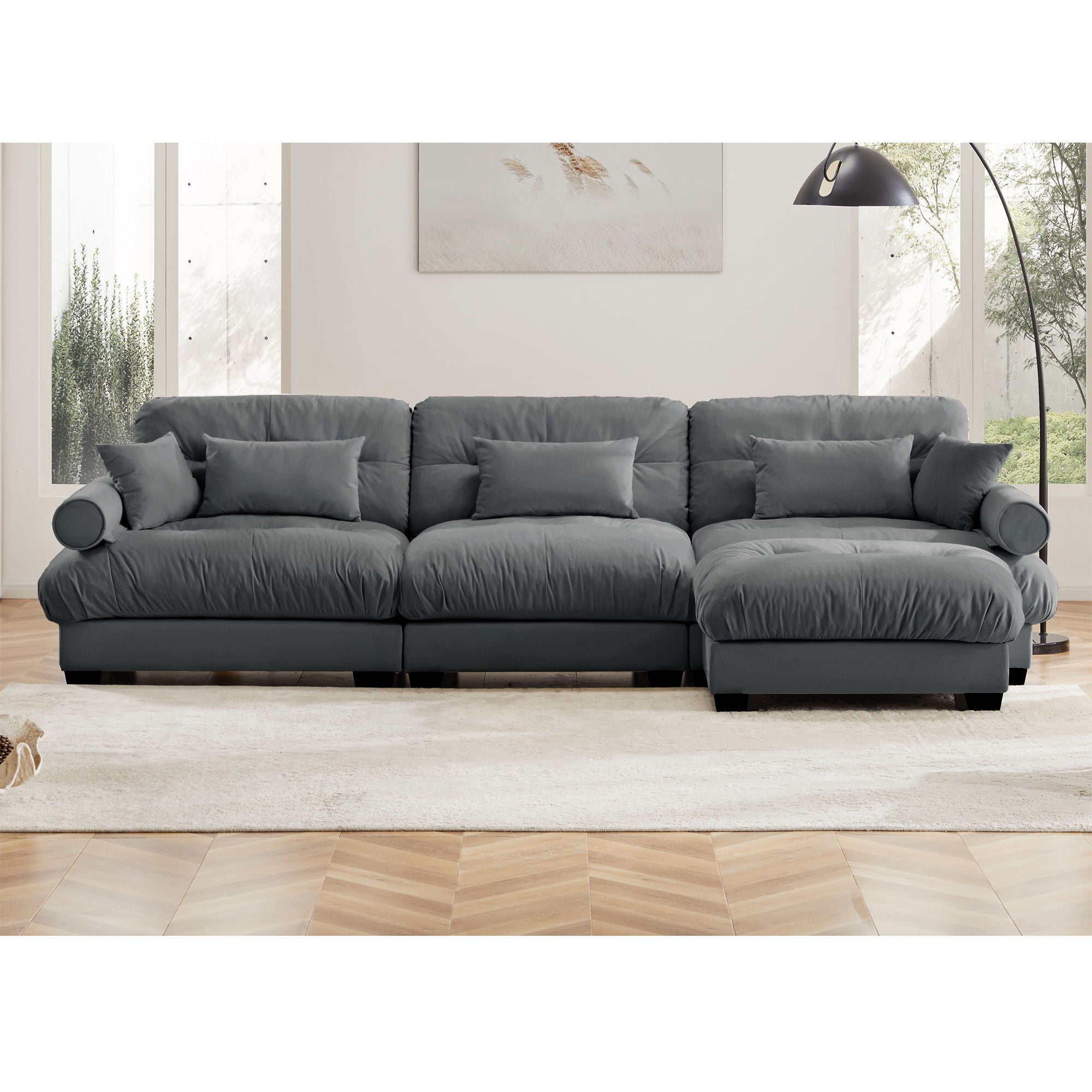 Super Comfort Oversized Modular Sectional Sofa With Movable Ottoman