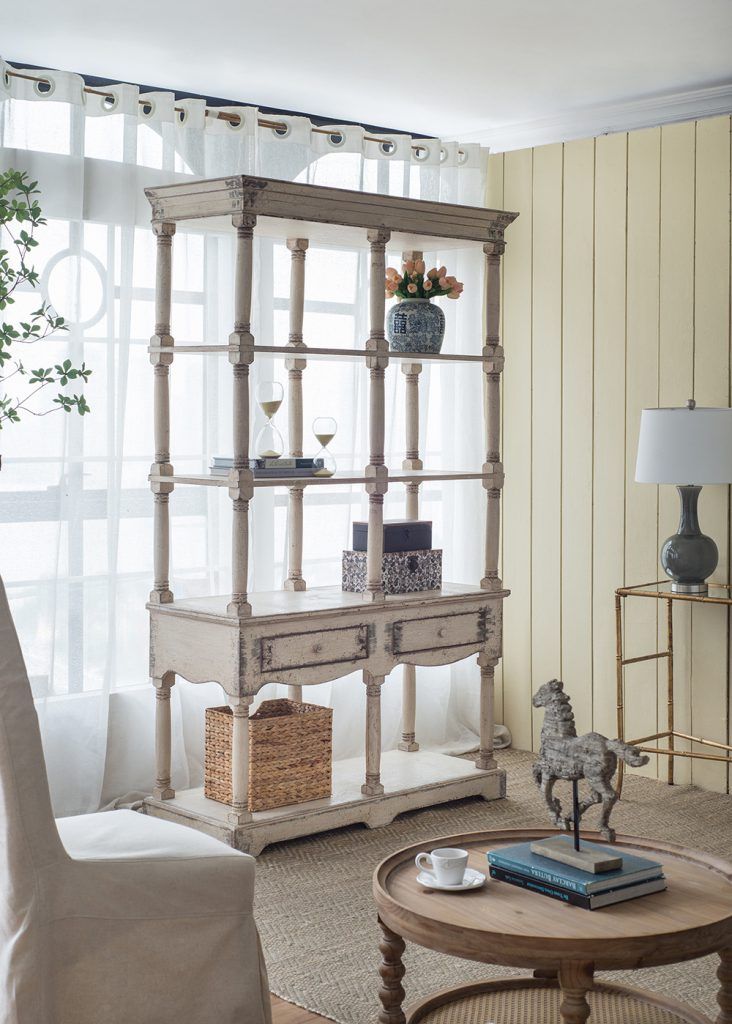 Adela - French Country Bookcase Display Storage Shelf Etageres - Antique White