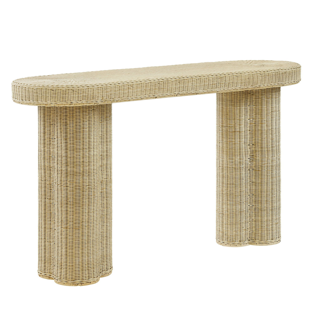 Sarova 59 Inch Natural Rattan Oval Console Table by Modway