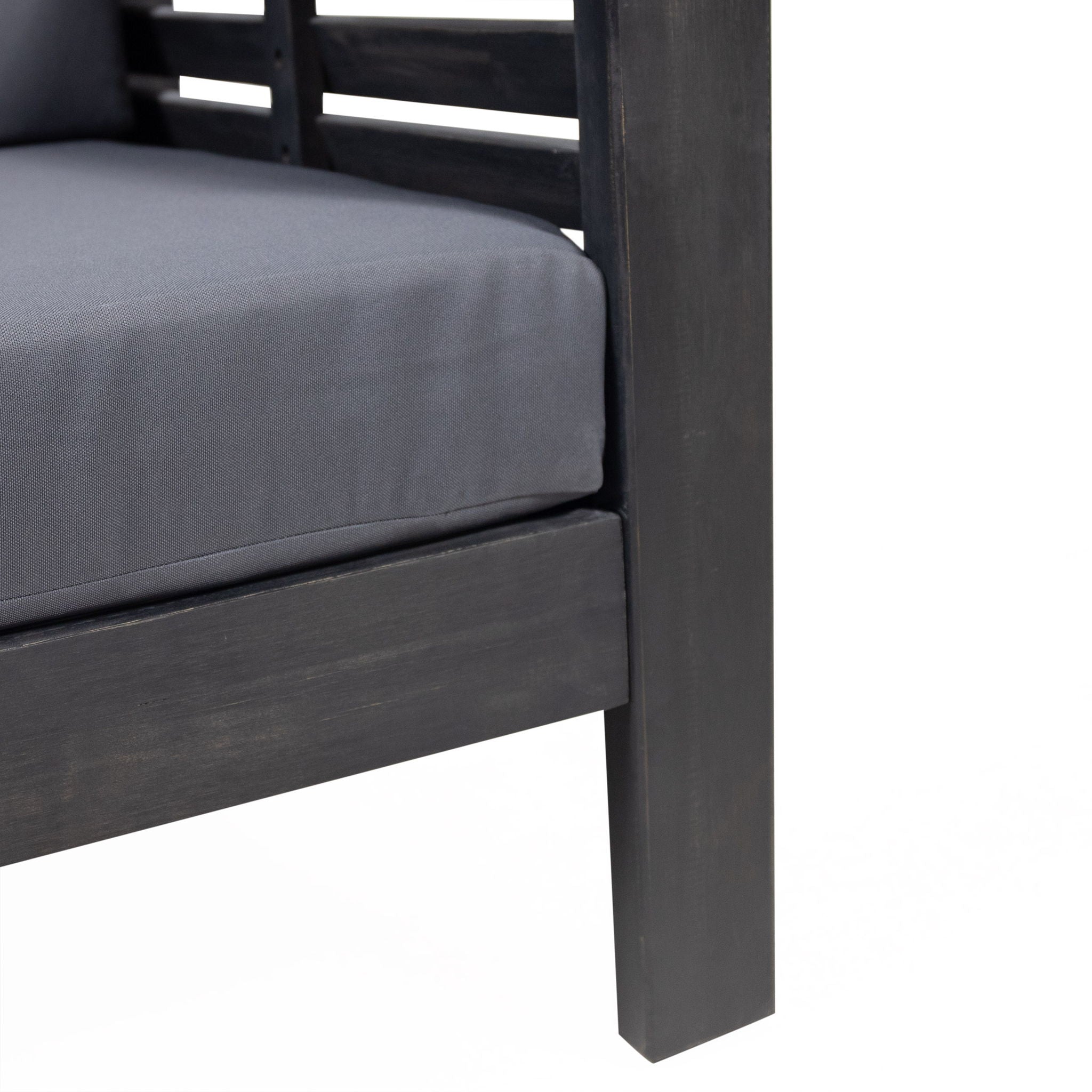 Acacia Wood Loveseat And Coffee Table Set With Cushions